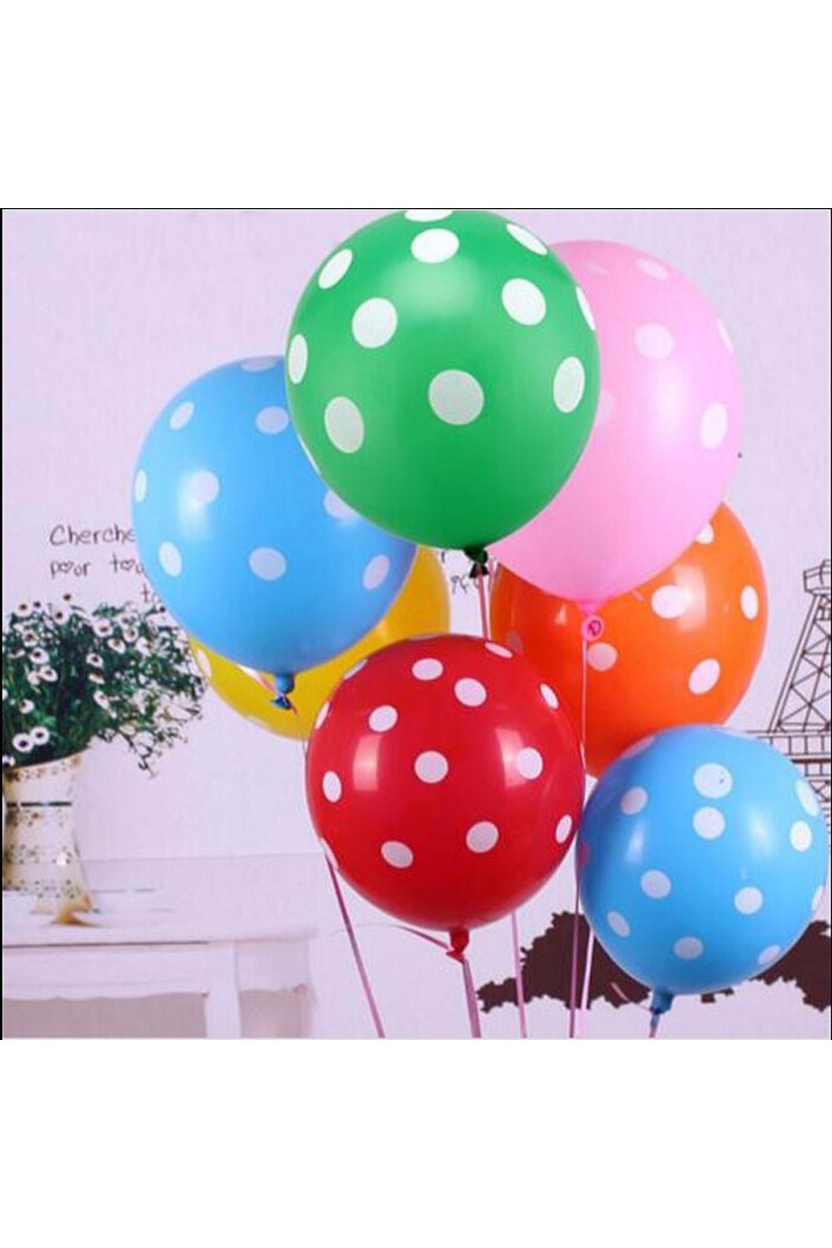 Kuzey 25 ADET RENKLİ PUANTİYELİ BALON HELYUM GAZI UYUMLU PUANTİYELİ DEKOR BALON RENKLİ DOĞUM GÜNÜ BALONU