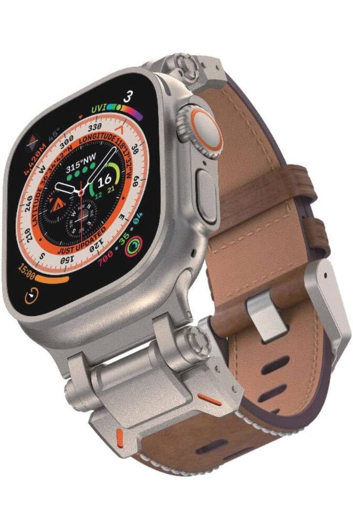 KDROĞLU KDROGLU İle Uyumlu Watch 42mm KRD-114 Metal Başlıklı Suni Deri Kordon Açık Kahve New Desing 11