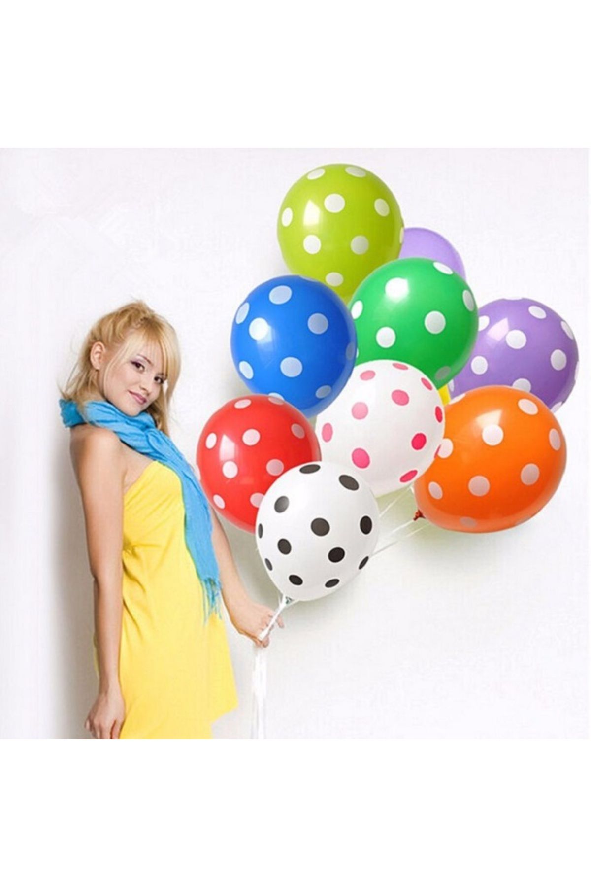 Kuzey 100 ADET RENKLİ PUANTİYELİ BALON HELYUM GAZI UYUMLU RENKLİ DOĞUM GÜNÜ BALONU PUANTİYELİ DEKOR BALON