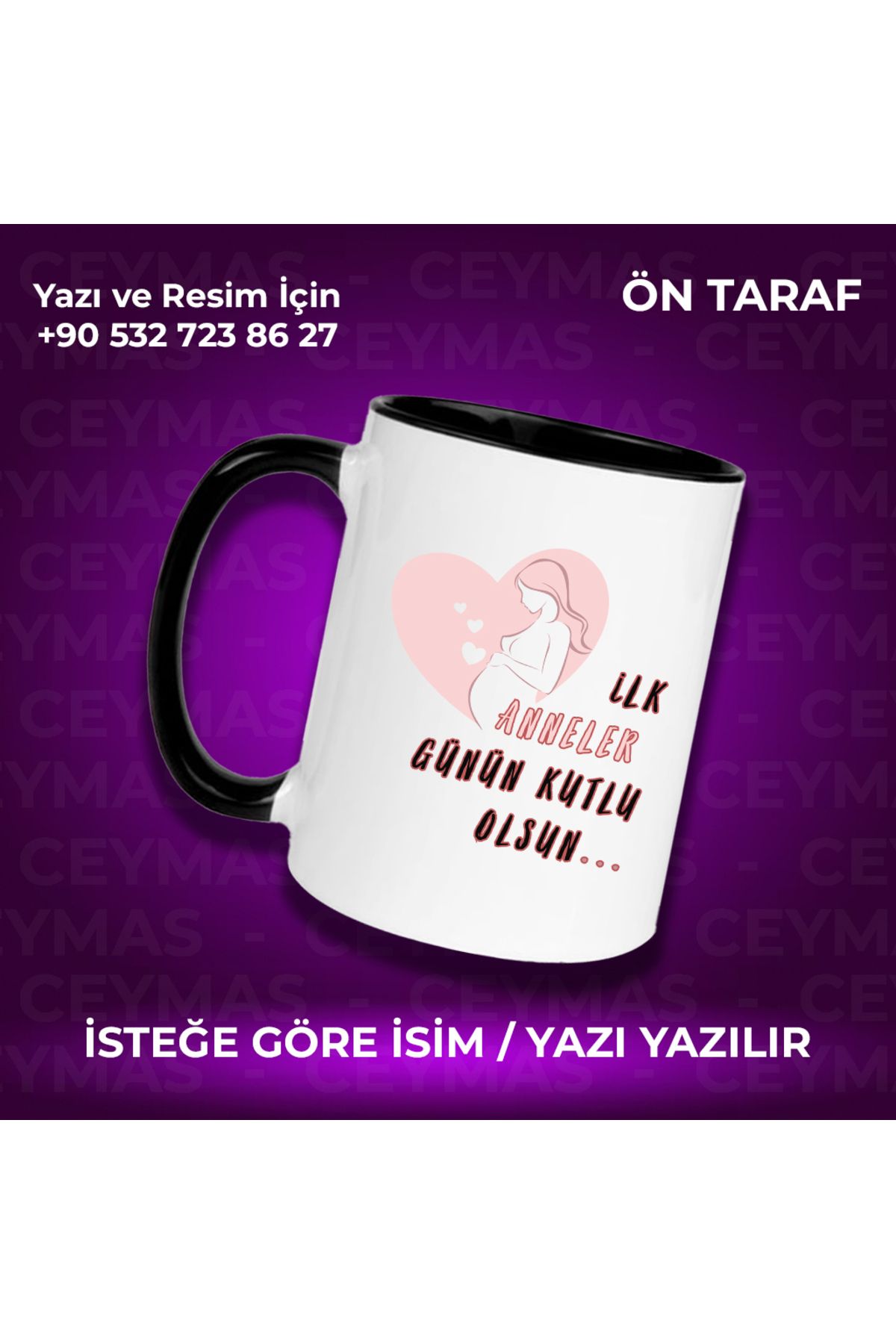 Ceymas Hediyelik Annelere Özel İsimli İlk Anneler Günü Renkli Kupa Bardak