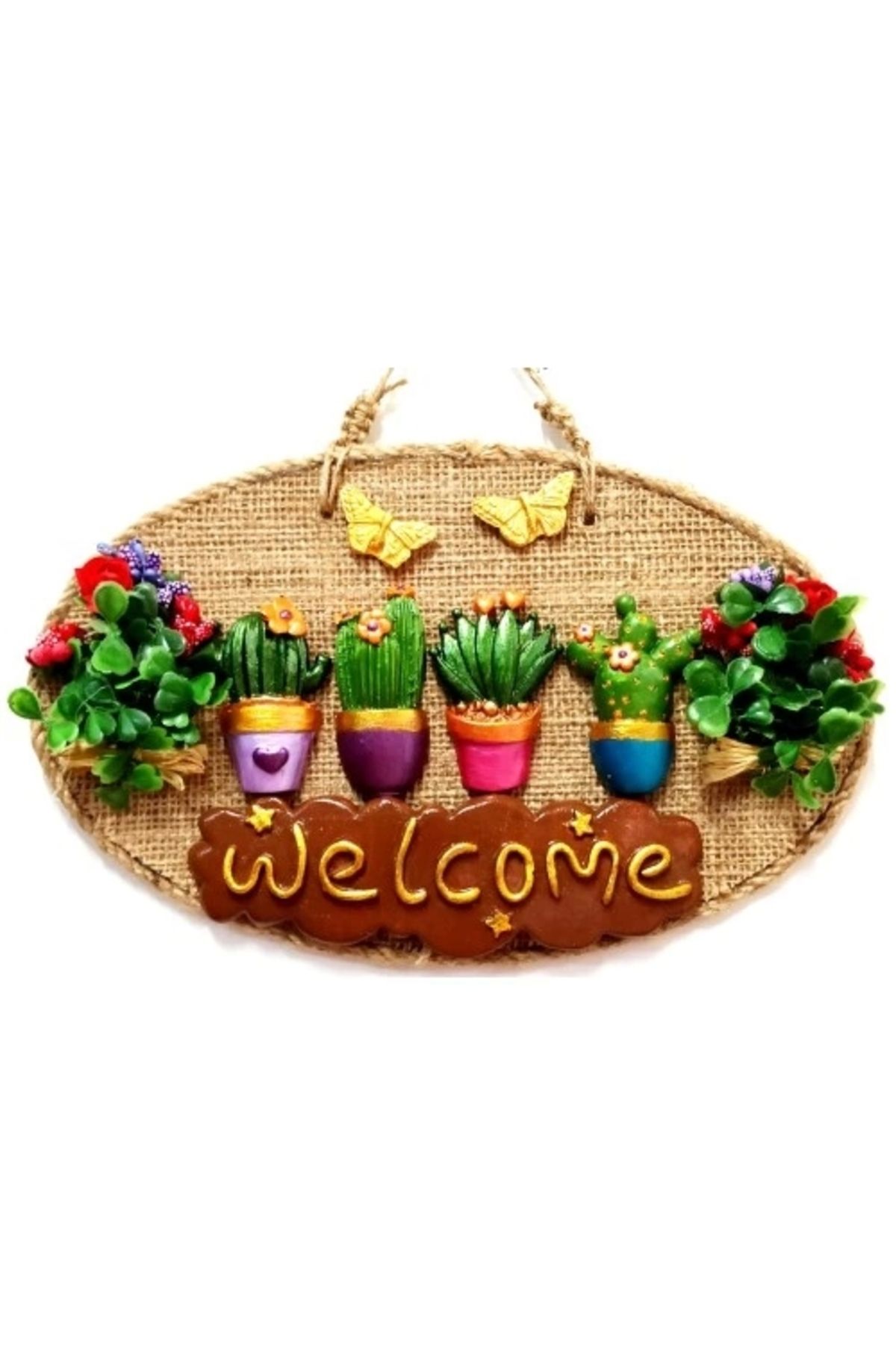 HayMed Çiçeklerin Büyüsü Welcome Yazılı Kapı Ve Duvar Süsü