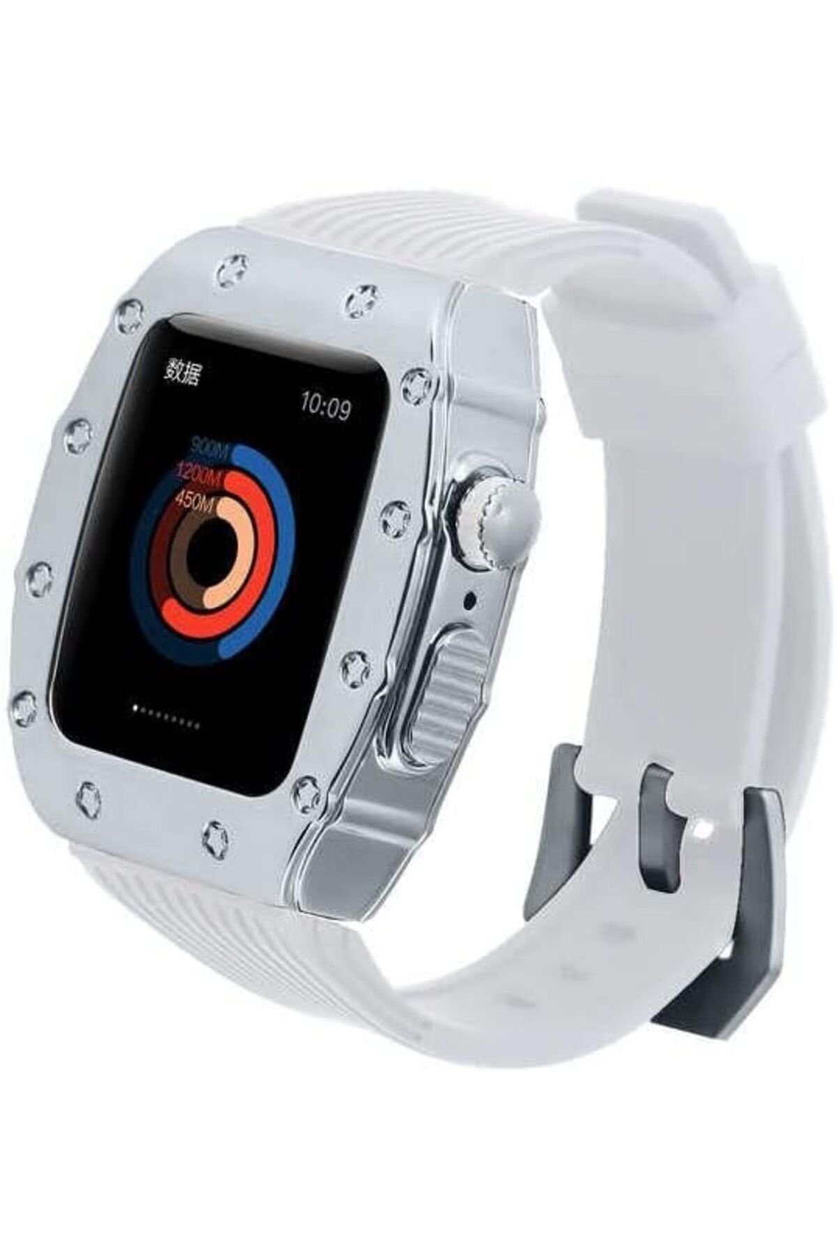 ÇAĞUR KDROGLU İle Uyumlu Watch 7 45mm KRD-65 Kordon Beyaz-Gümüş YENİ 1109945