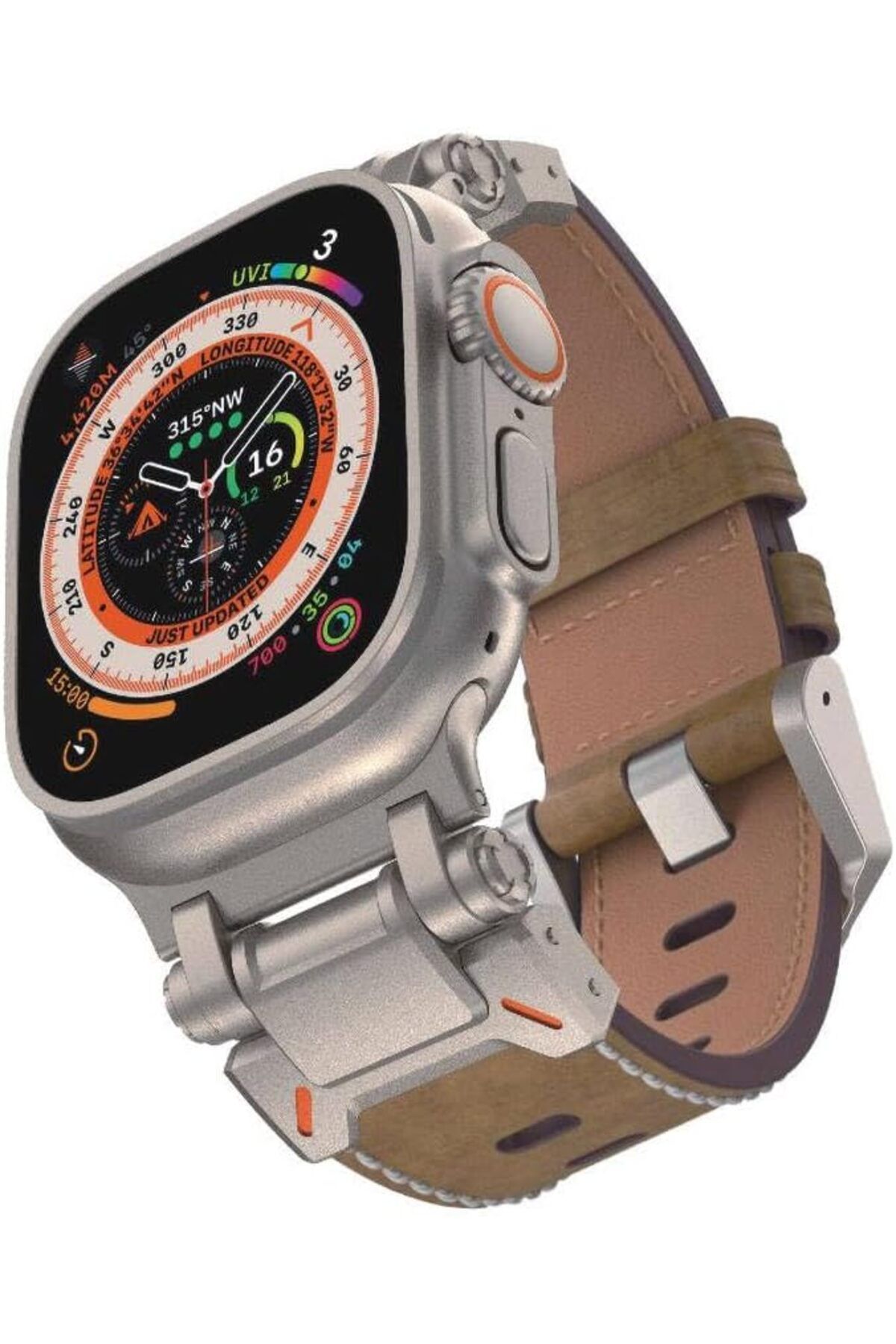 KDROĞLU KDROGLU İle Uyumlu Watch 42mm KRD-114 Metal Başlıklı Suni Deri Kordon Taba New Desing 1109836