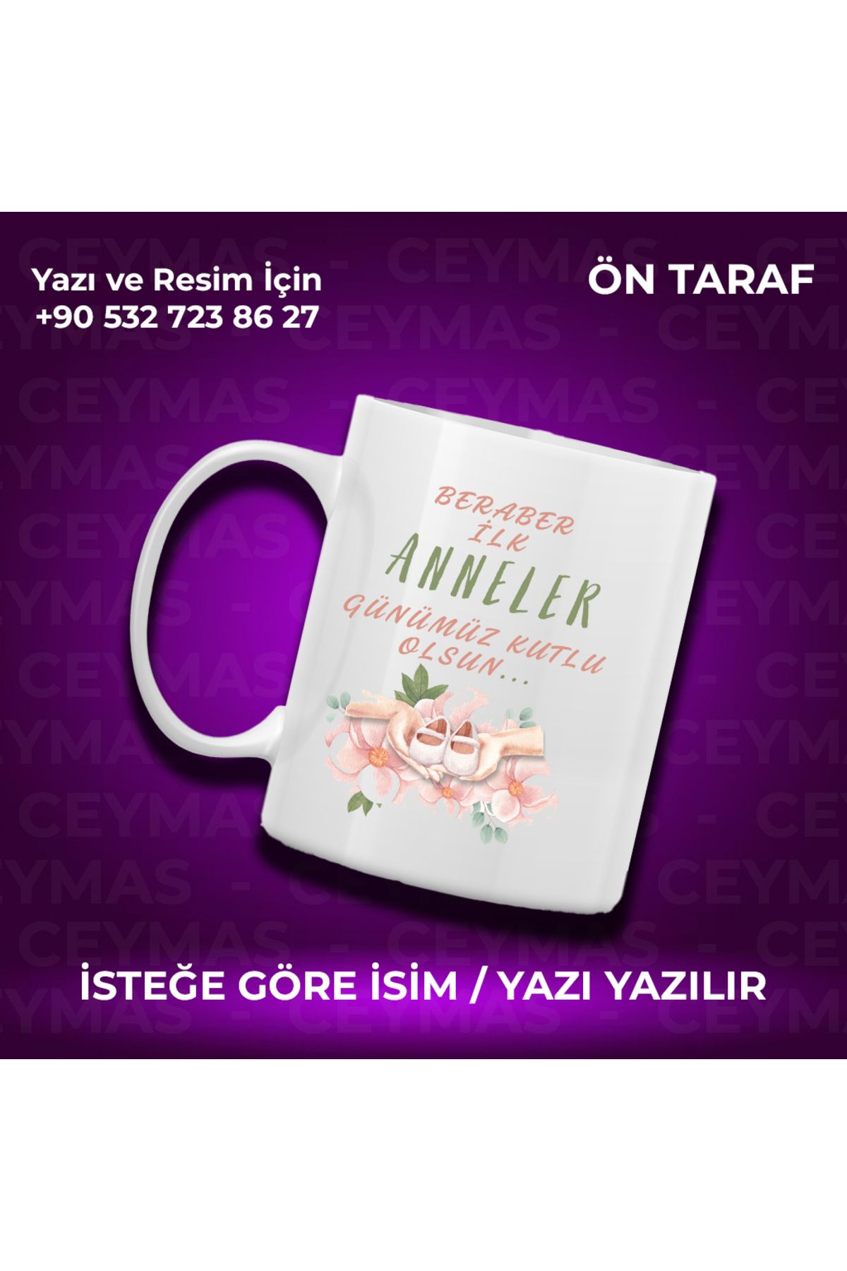 Ceymas Hediyelik Kişiye Özel İsimli İlk Anneler Günün Kutlu Olsun Kupa Bardak