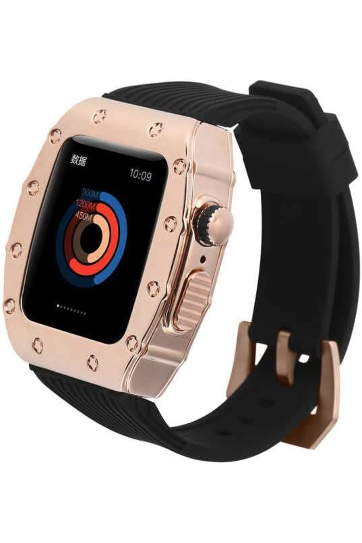 KDROĞLU KDROGLU İle Uyumlu Watch 7 45mm KRD-65 Kordon Siyah-Rose Gold New Desing 1109836