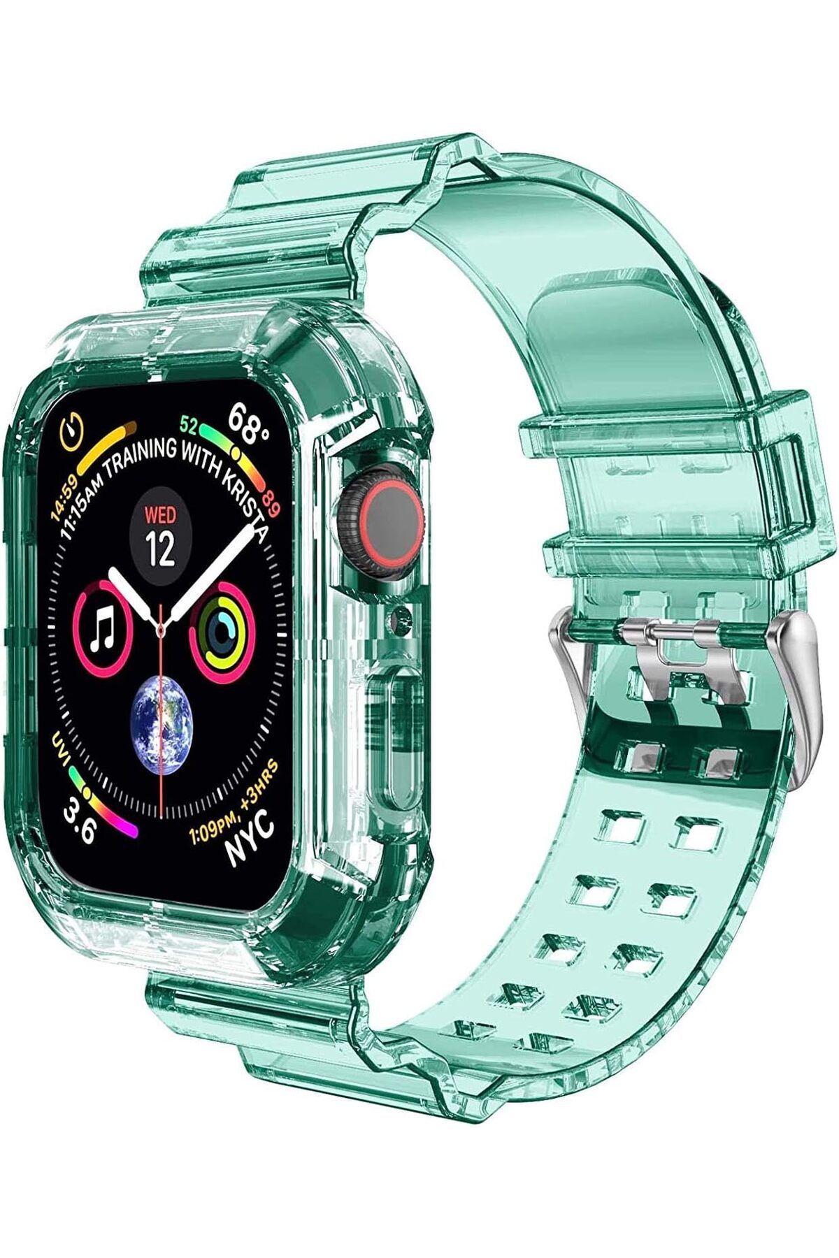 ÇAĞUR KDROGLU Watch Series 3 38mm için Kordon Transparent Clear Band Yeşil [Watch Series 3 38mm ile Uyum