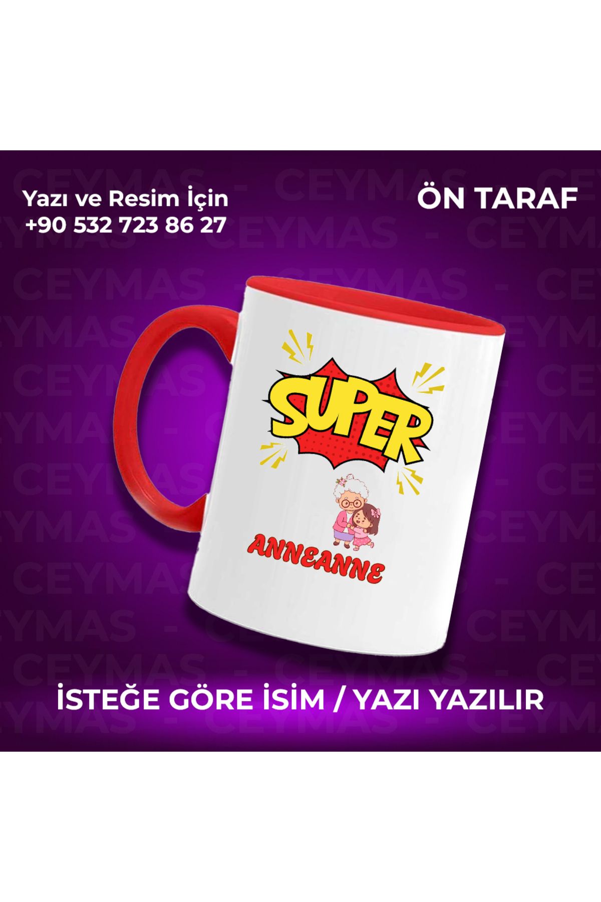 Ceymas Hediyelik Anneannelere Özel Süper Anneanne Renkli Kupa Bardak