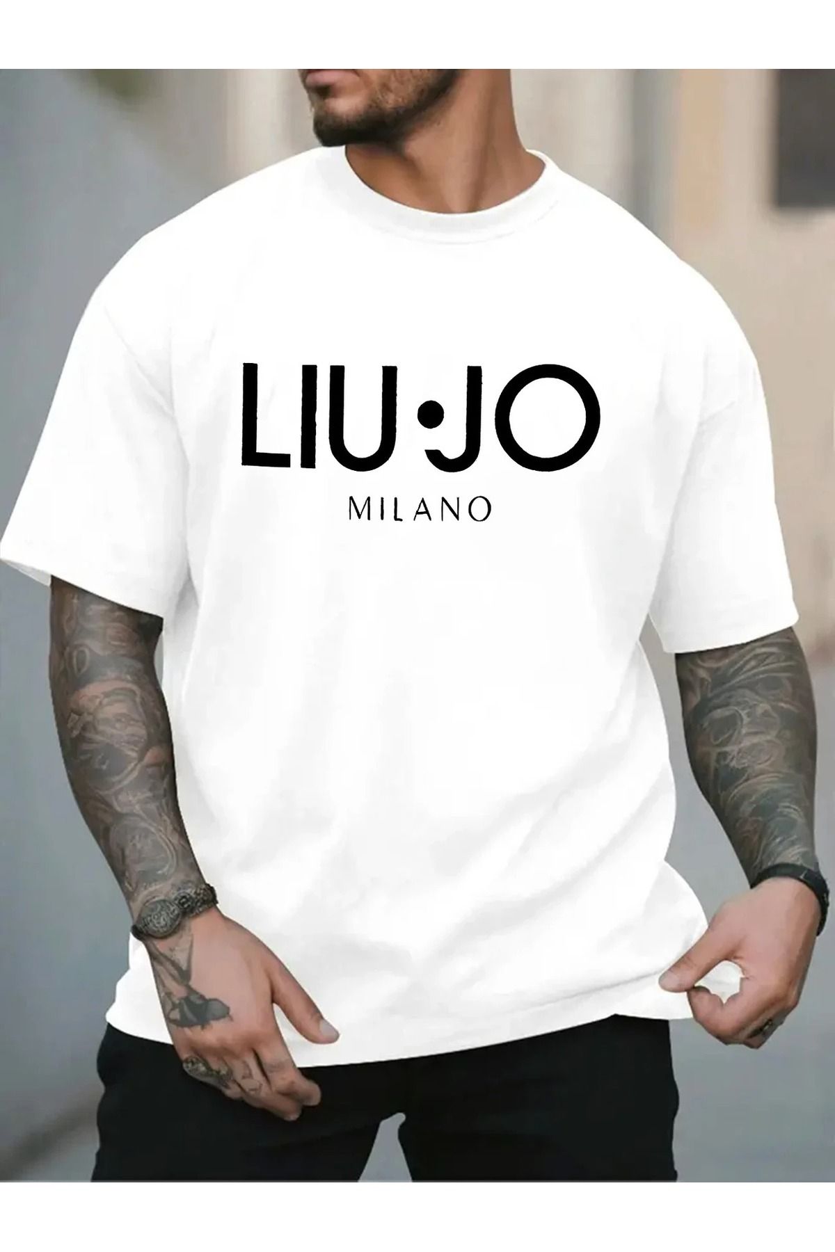 Massgai Unisex Liujo Milano Baskılı Oversize %100 Pamuk T-shirt