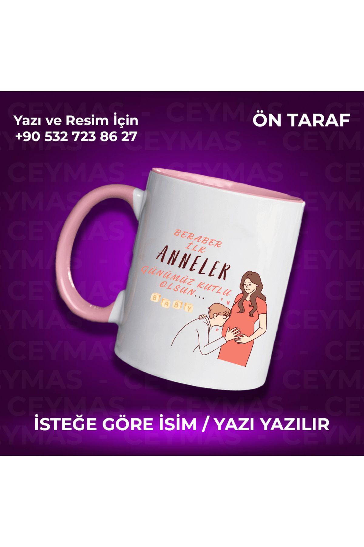 Ceymas Hediyelik Annelere Özel İsim Baskılı İlk Annelere Özel Renkli Kupa Bardak