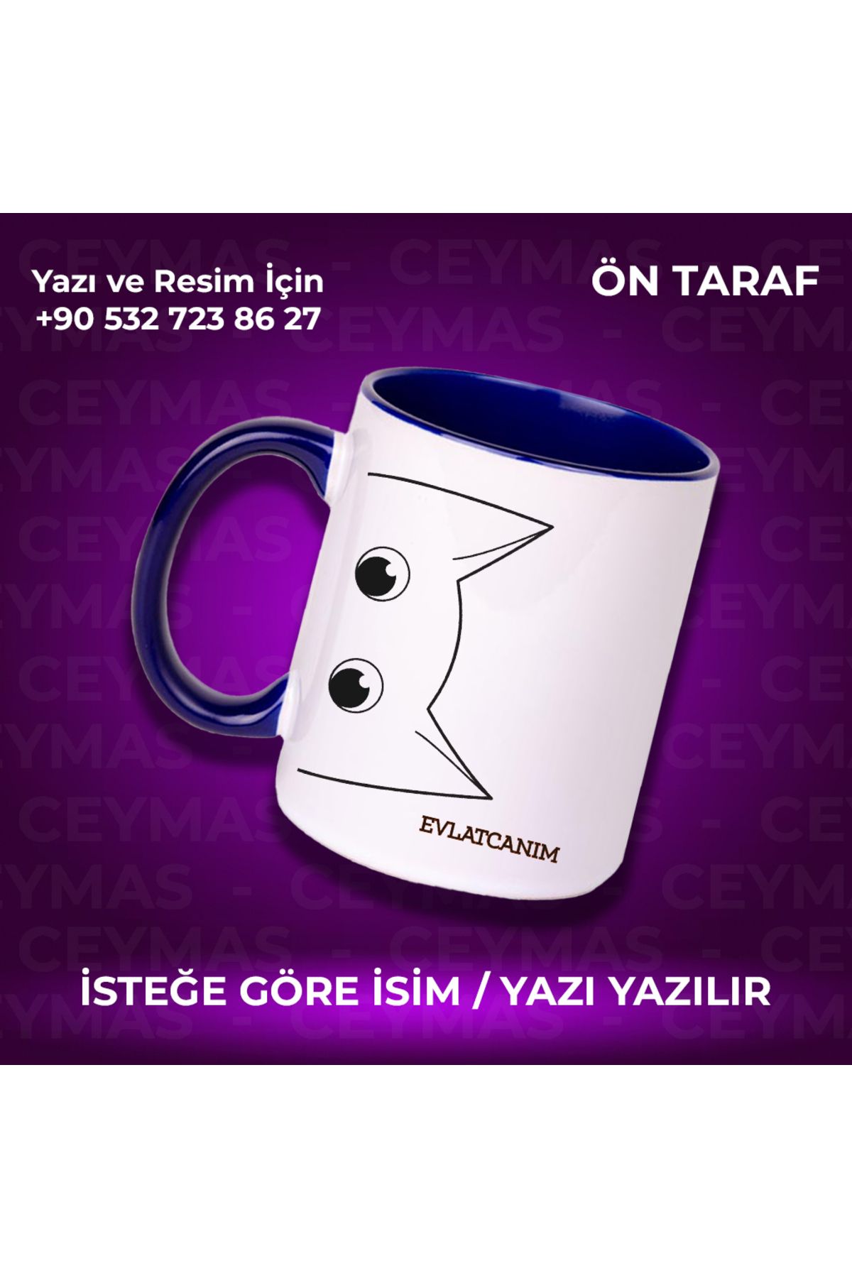 Ceymas Hediyelik Kişiye Özel İsimli Kedicik Kupa Bardak