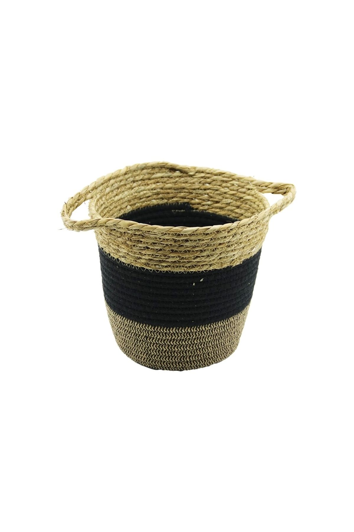 HayMed 2ın1=ip Örgülü - Hasırçift Kulplu Sepet - Organizer Ç-taban:17cm--ağız:24cm - Y: 22cm (4172)