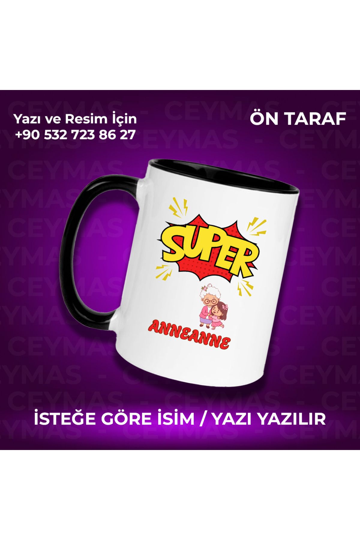 Ceymas Hediyelik Anneannelere Özel Süper Anneanne Renkli Kupa Bardak