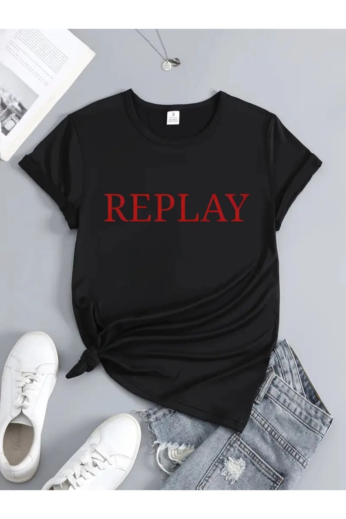 Massgai Unisex REPLAY Baskılı Oversize %100 Pamuk T-shirt