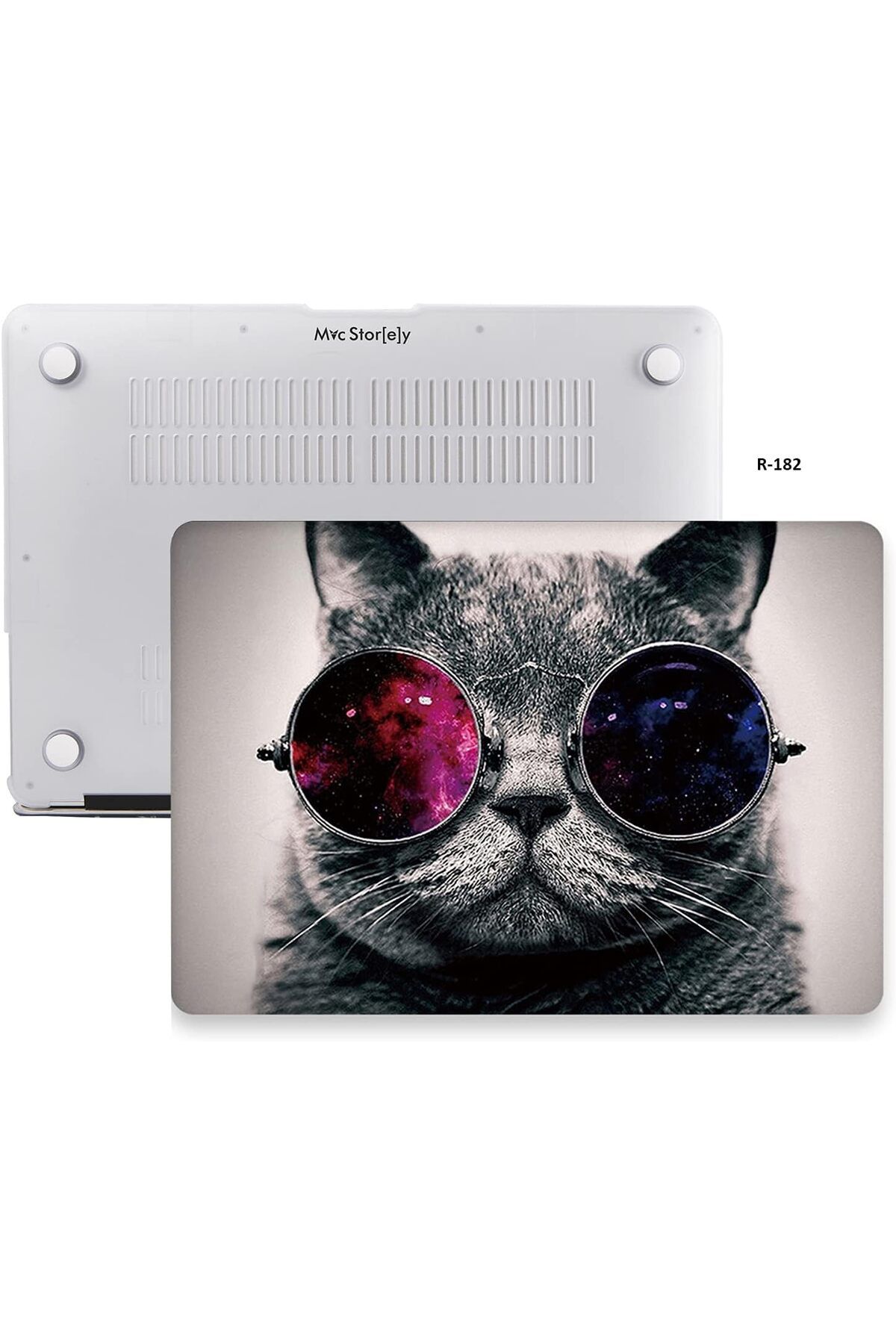 DERİK KADROĞLU Macbook Air M1 Kılıf 13 inç Cat01NL (TouchID'li M1 Air) A2337 A2179 A1932 ile Uyumlu R-