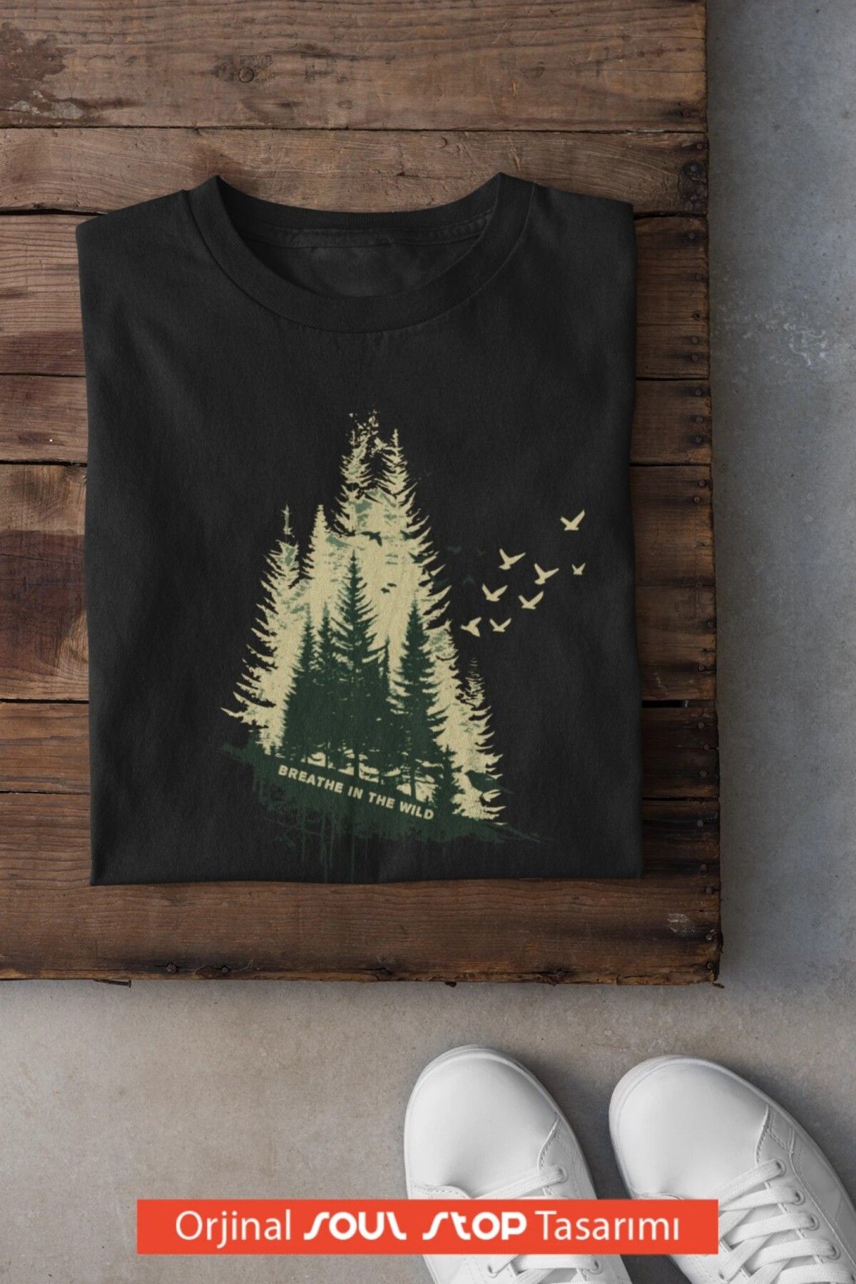 soul stop where freedom flows against the current Breathe in the Wild Unisex Erkek T-Shirt – Soul Stop Özgün Tasarımı