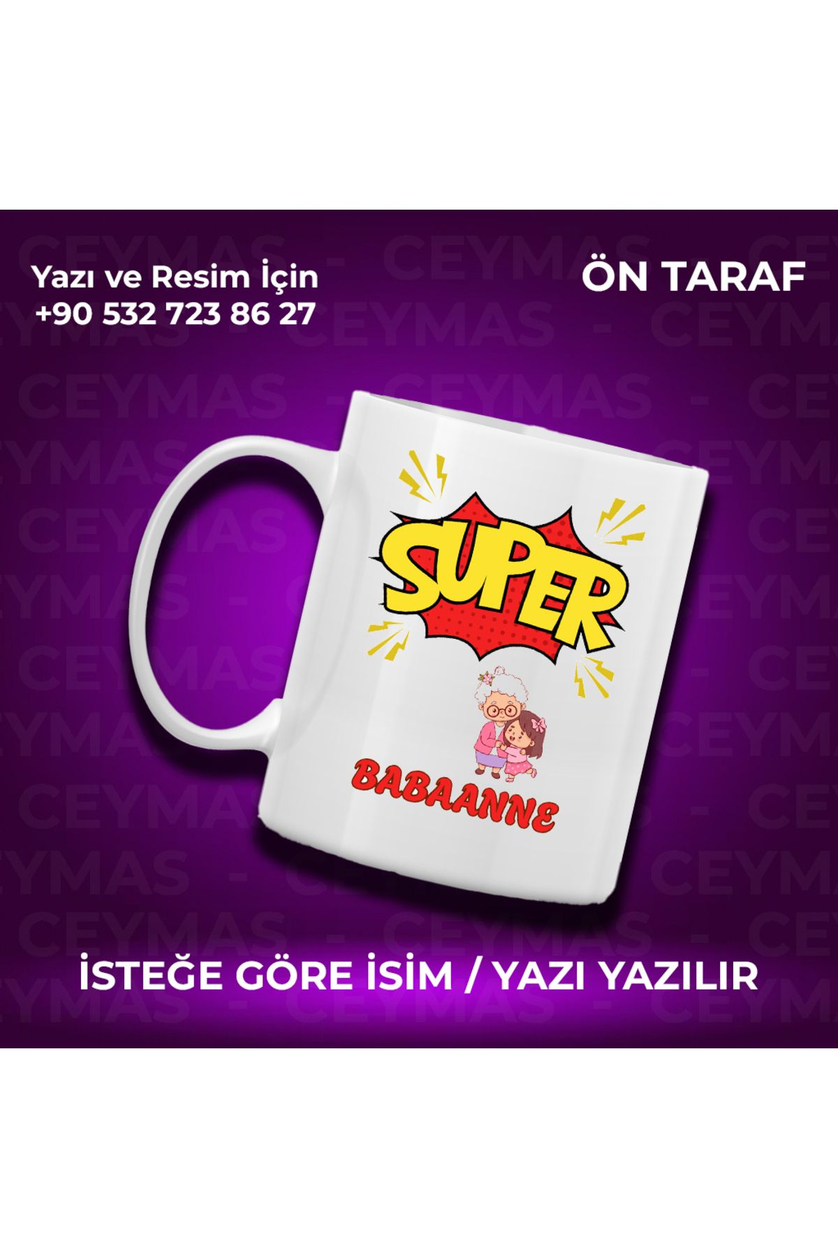 Ceymas Hediyelik Babaannelere Özel Süper Babaanne Baskılı Renkli Kupa Bardak