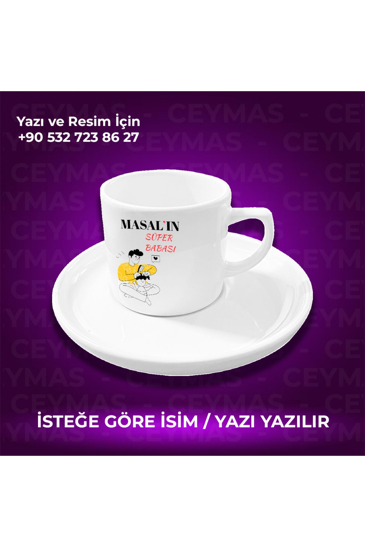 Ceymas Hediyelik Babalara Özel Süper Baba Tasarımlı İsim Baskılı Renkli Kupa Bardak