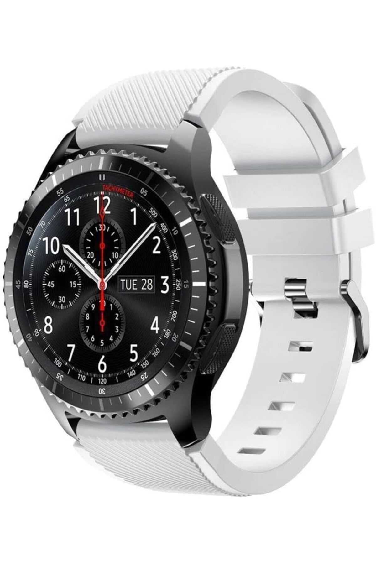 KDROĞLU KDROGLU Kordon Kayış Silikon Tırtıklı Beyaz Galaxy Watch 3 45mm Galaxy Watch 46mm Gear S3 Clas