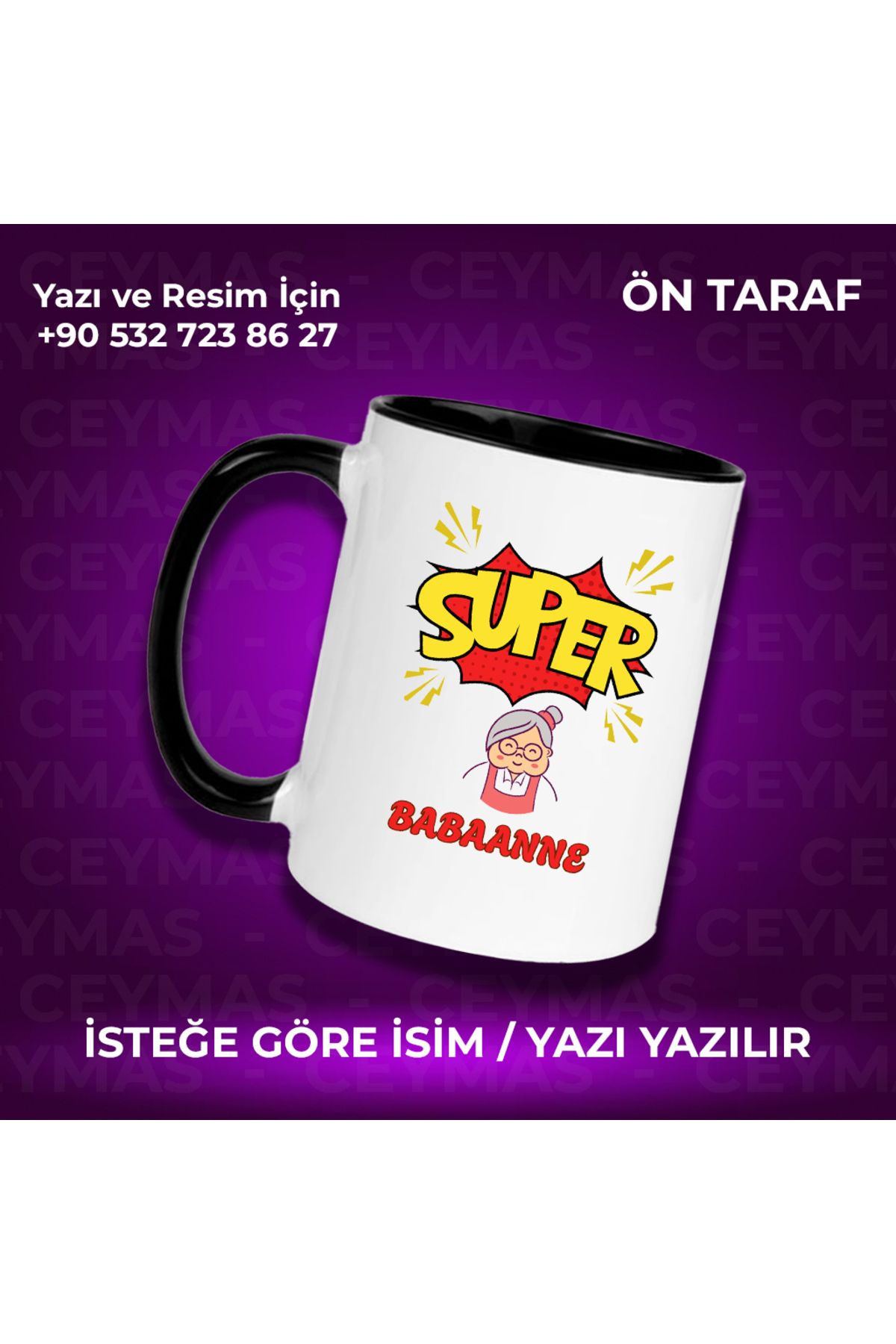 Ceymas Hediyelik Babaannelere Özel Süper Babaanne Baskılı Renkli Kupa Bardak