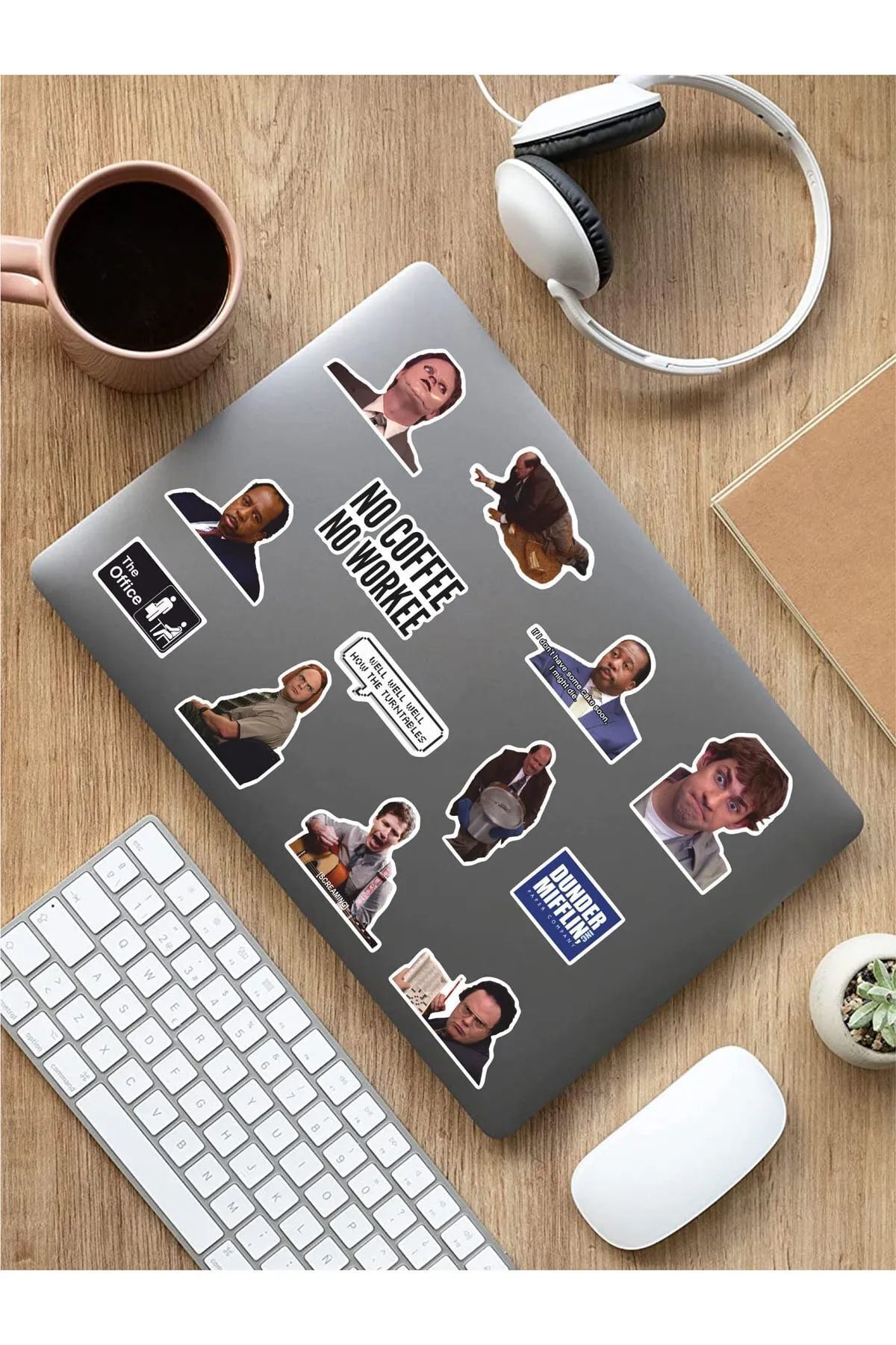 KT Decor Ofis Temalı Telefon, Tablet, Laptop, Notebook, Defter, Ajanda PVC Sticker Seti-6