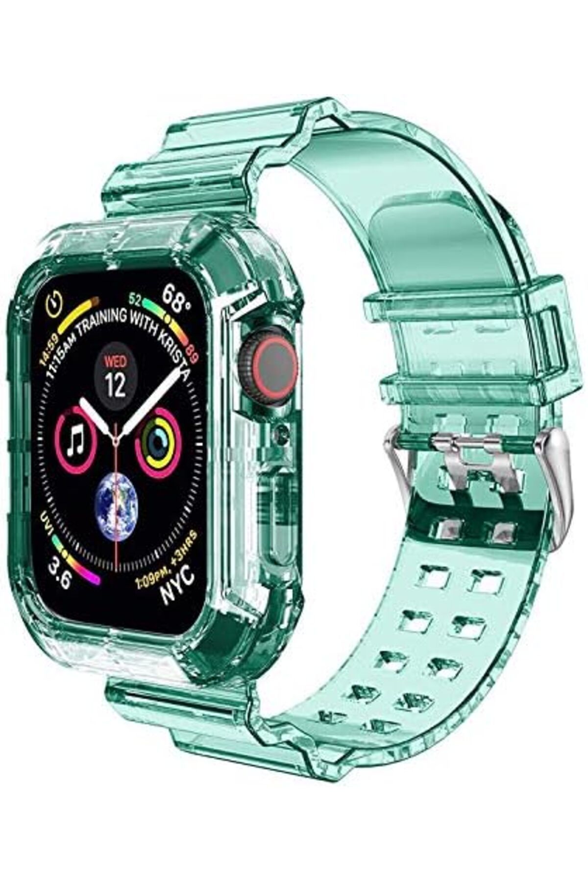 KDROĞLU KDROGLU Watch SE 40mm için Kordon Transparent Clear Band Yeşil [Watch SE 40mm ile Uyumlu Kordon -