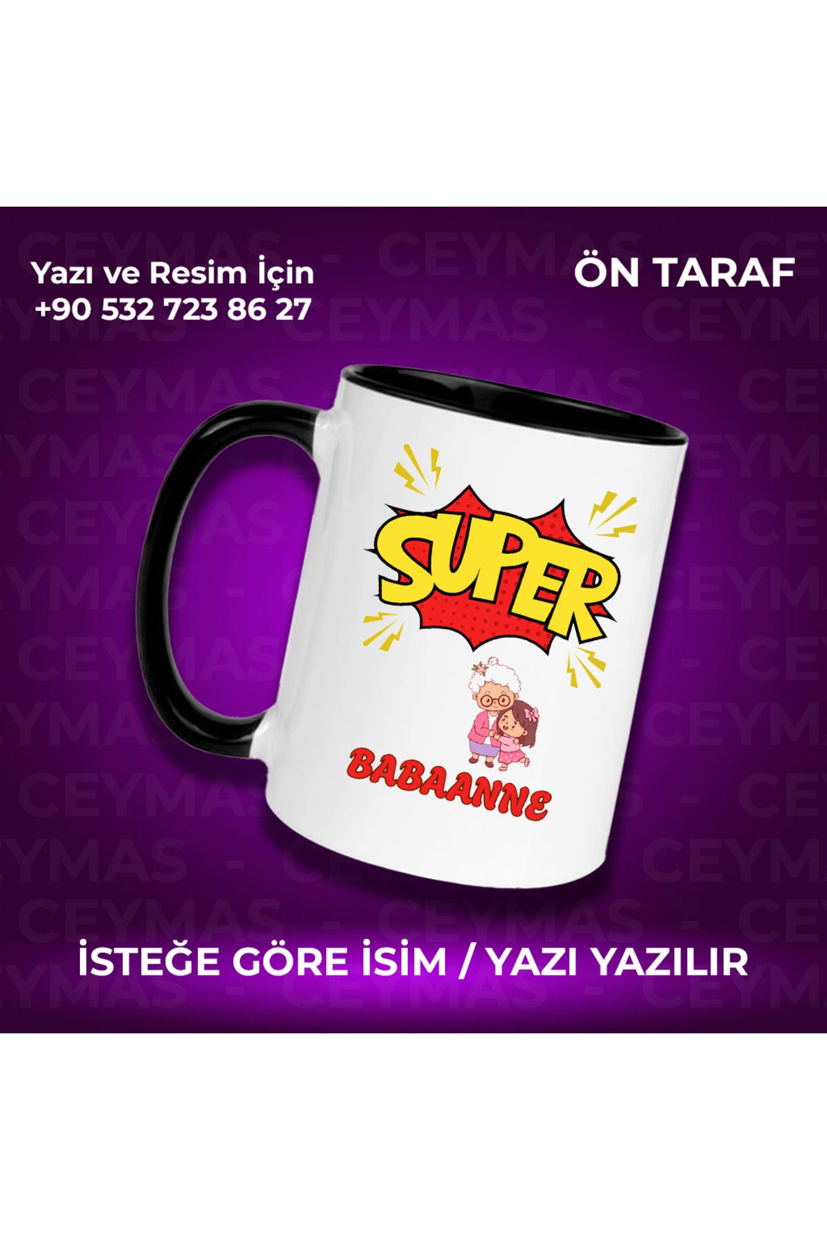 Ceymas Hediyelik Babaannelere Özel Süper Babaanne Baskılı Renkli Kupa Bardak