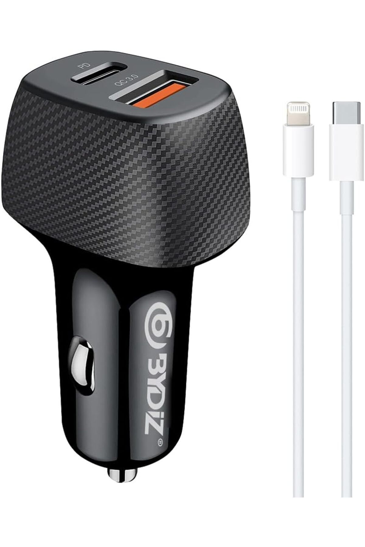 KDROĞLU KDROGLU BY-38L Hızlı Araç Şarj Cihazı 38W Araba Çakmaklık Şarj Aleti + Lightning Kablo USB +