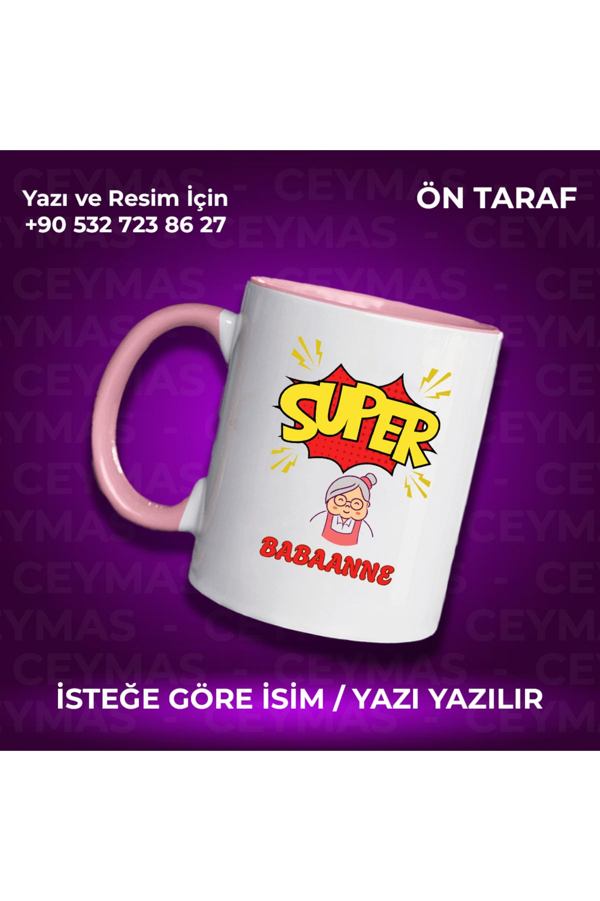 Ceymas Hediyelik Babaannelere Özel Süper Babaanne Baskılı Renkli Kupa Bardak