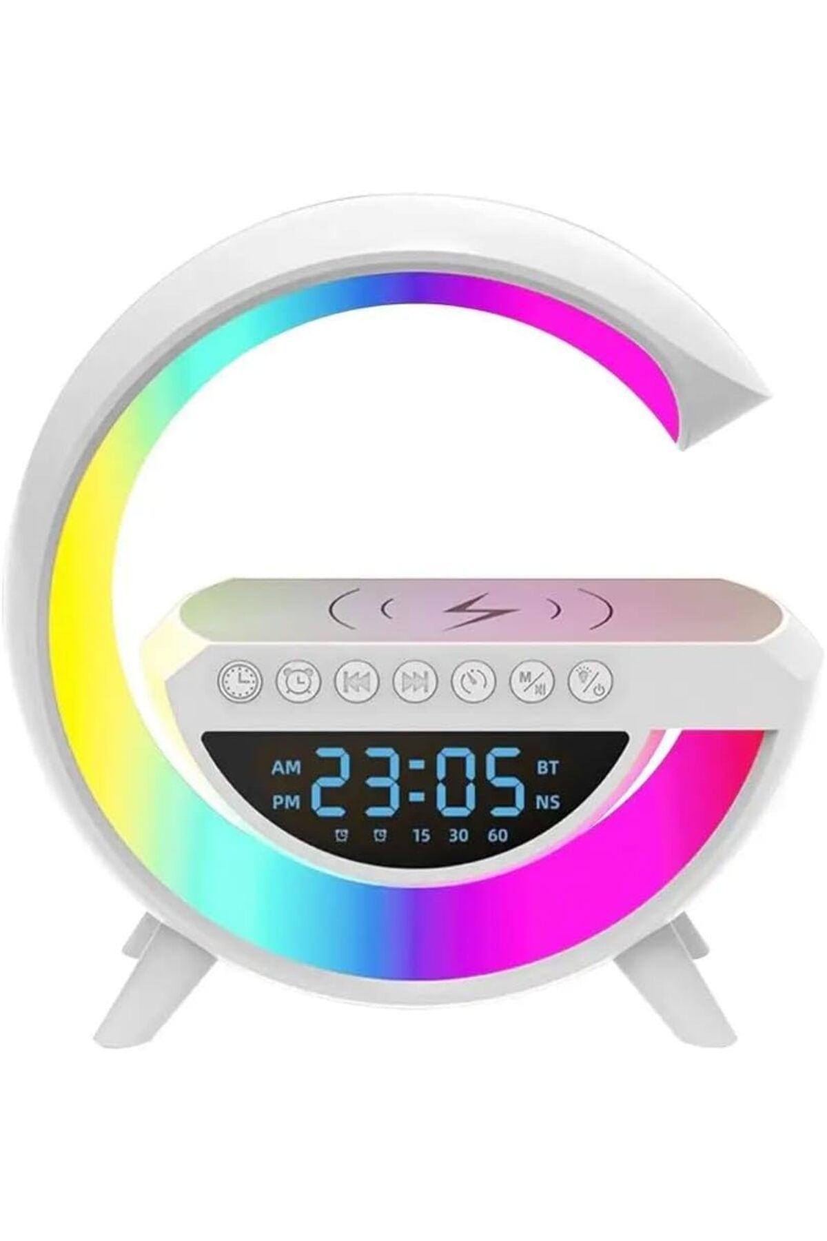 ÇAĞUR çağur Kablosuz Şarj İstasyonu Speaker Özellikli Led Işıklı FM Radyolu Harika Bluetooth Speak