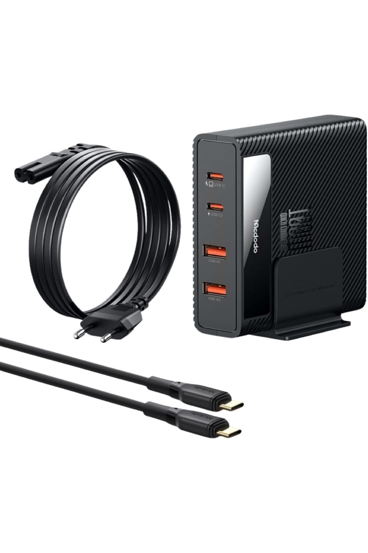 KDROĞLU KDROGLU CH-1802 100W 2xUSB 2xType-C Girişli Powigan Hızlı Şarj Cihazı İstasyonu Siyah New Desi