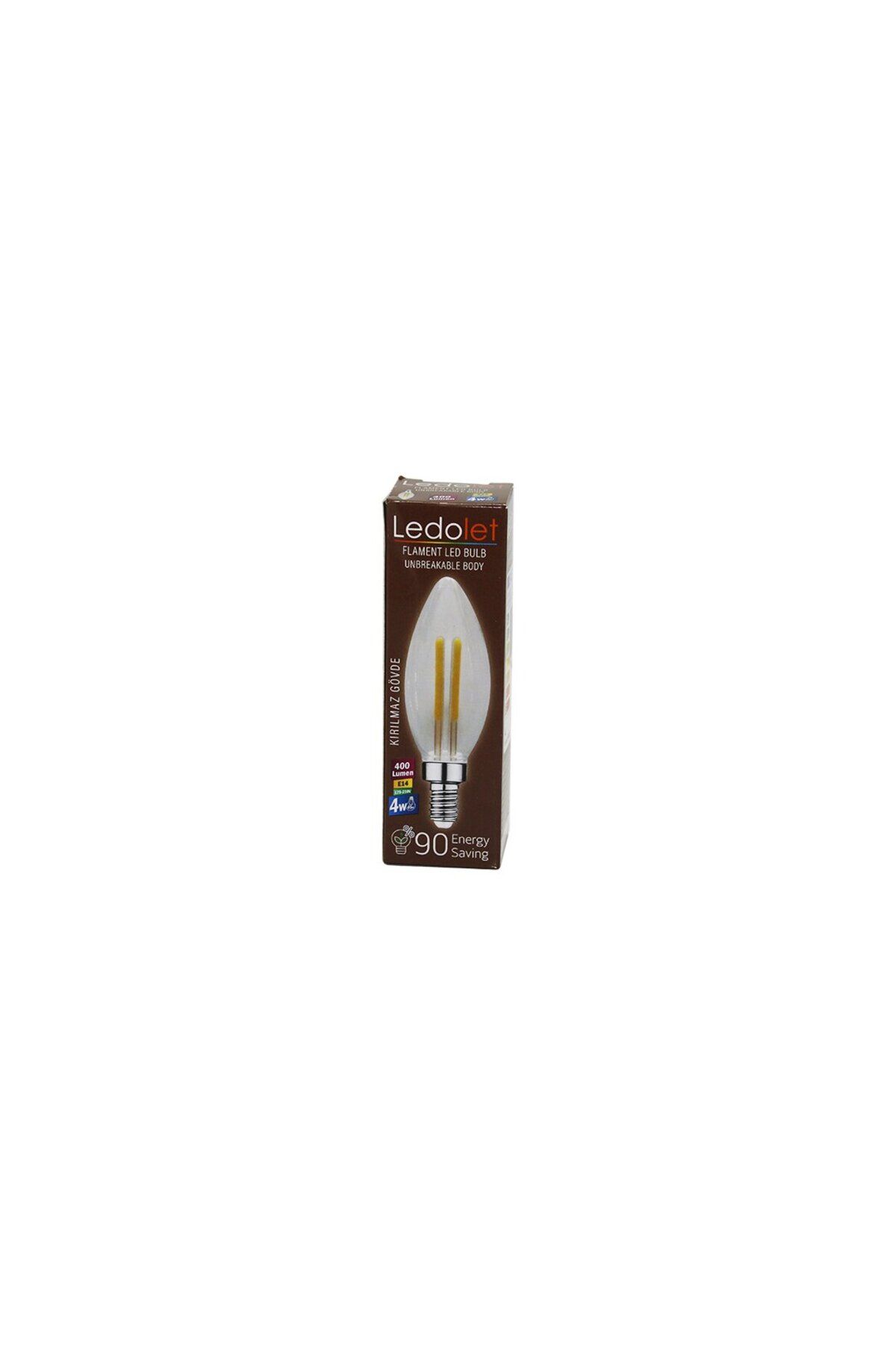 KDROĞLU KDROGLU LEDOLET 4W=45W - E14 MUM FLAMENT LED RUSTİK AMPUL 400LUMEN - 3000K KIRILMAZ GÖVDE N