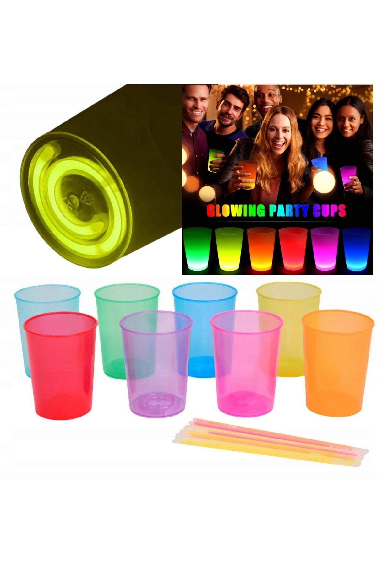 KDROĞLU KDROGLU Karanlıkta Yanan Gece Işığı Glow Bardaklar 8 Adet 8.5 x 10.5 cm New Desing 1109836