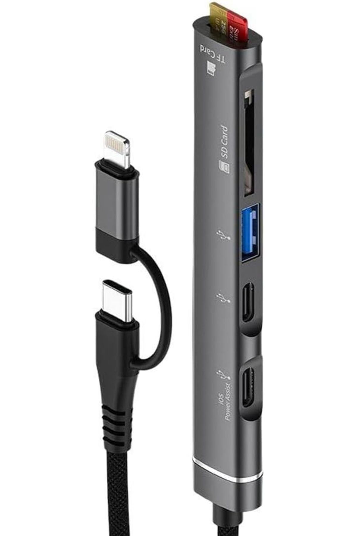 KDROĞLU plamystical Type-C ve lightning Uçlu Değiştirilebilir Başlık iPhone 15 Uyumlu SD Kart TF Kart M