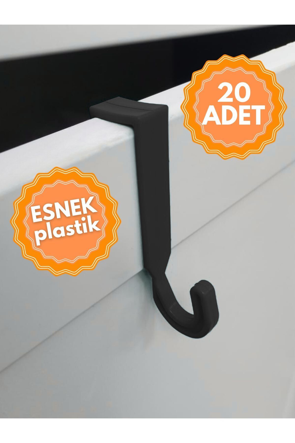 Velquin 20'li Mutfak, Ofis, Çekmece, Dolap Kapağına Takılan Geçmeli Plastik Çok Amaçlı Askı