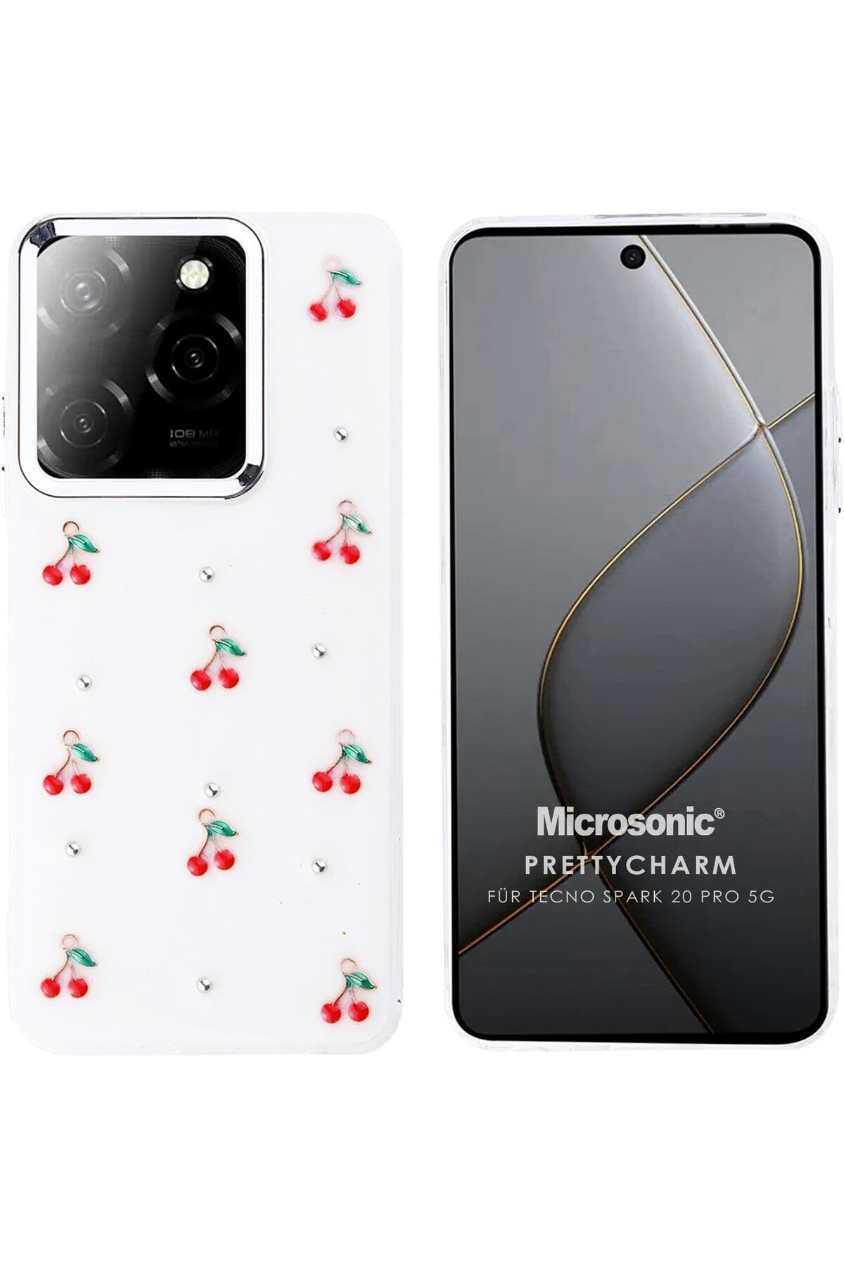 KDROĞLU KDROGLU TECNO Spark 20 Pro Kılıf PrettyCharm Cherry [Spark 20 Pro ile Uyumlu Kılıf - Kırmızı]