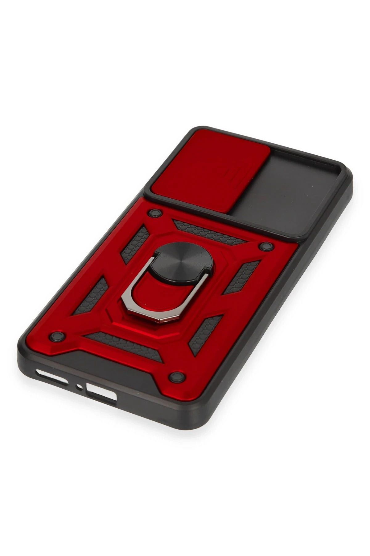NewFace Xiaomi Mi 12T Pro Kılıf Pars Lens Yüzüklü Silikon - Kırmızı BSTMY