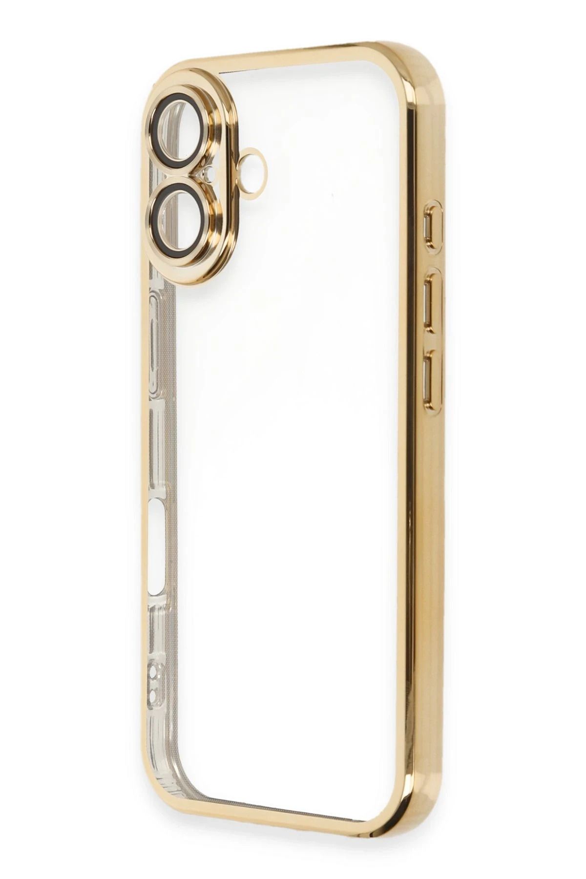 NewFace iPhone 16 Plus Kılıf Lensli Silikon - Gold BSTMY
