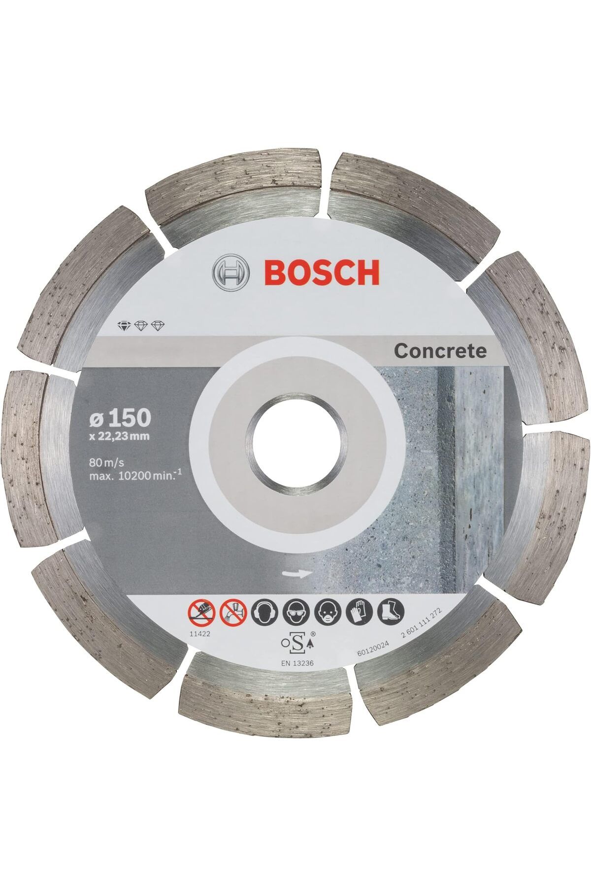 DERİK Derik concrete için elmas kesim diski standartı, 150 x 22,23 X 2 x 10 mm, 10-ER paket, 2608603241