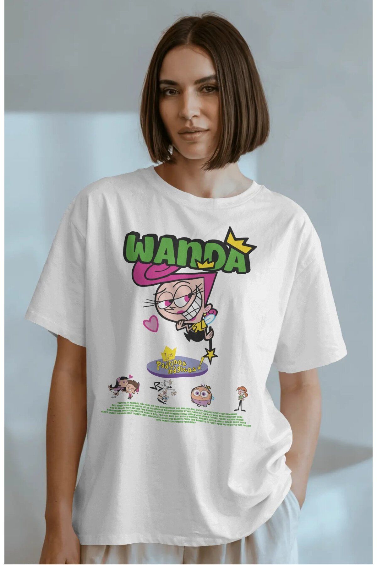 Fuddy Moda Wanda Baskılı Couple Tişört, Oversize Çizgi Film Temalı Çift T-Shirt