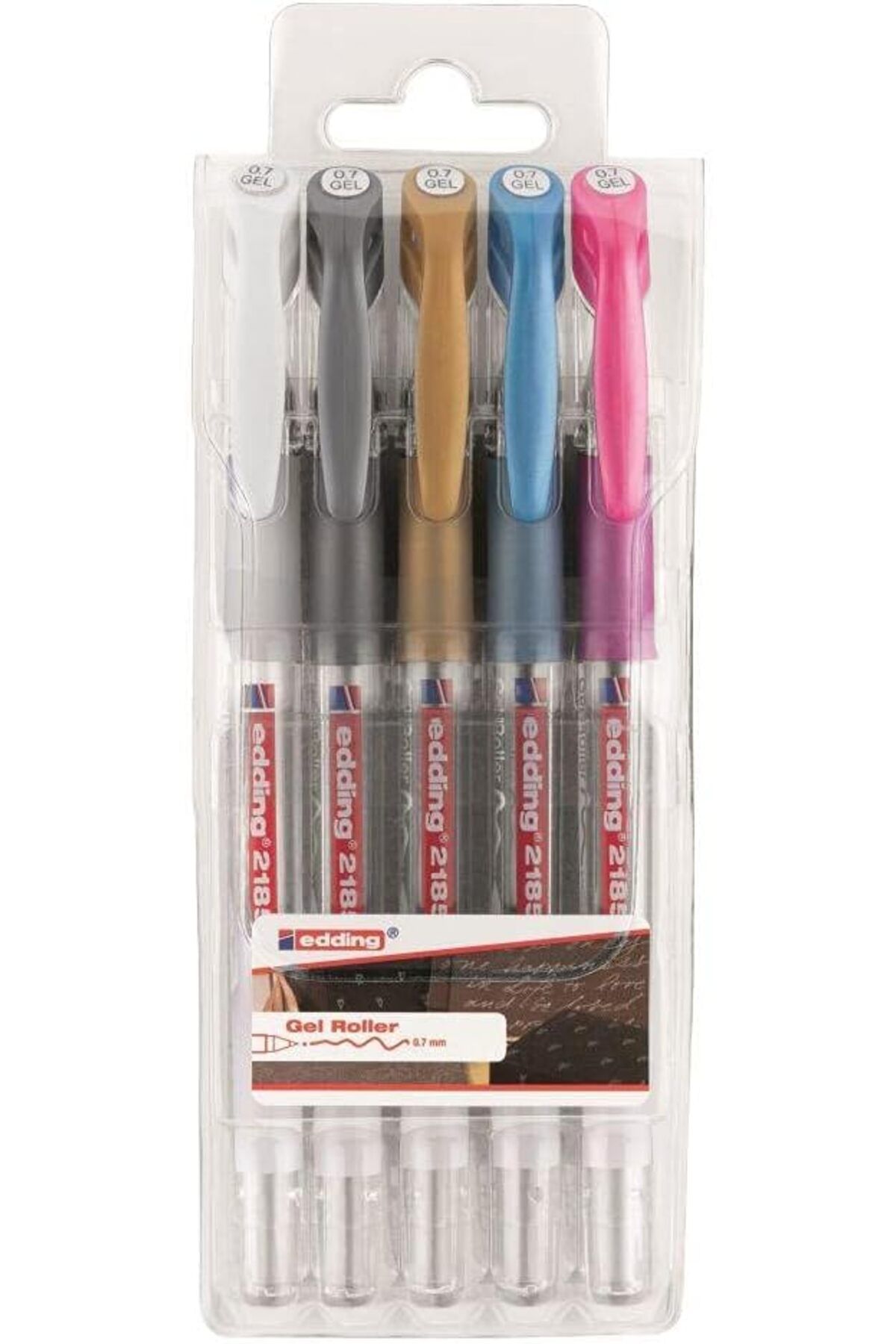ÇAĞUR çağur 2185 jel roller - altın, gümüş, beyaz, metalik mavi, metalik pembe - 5 kalem - 0,7 mm YE