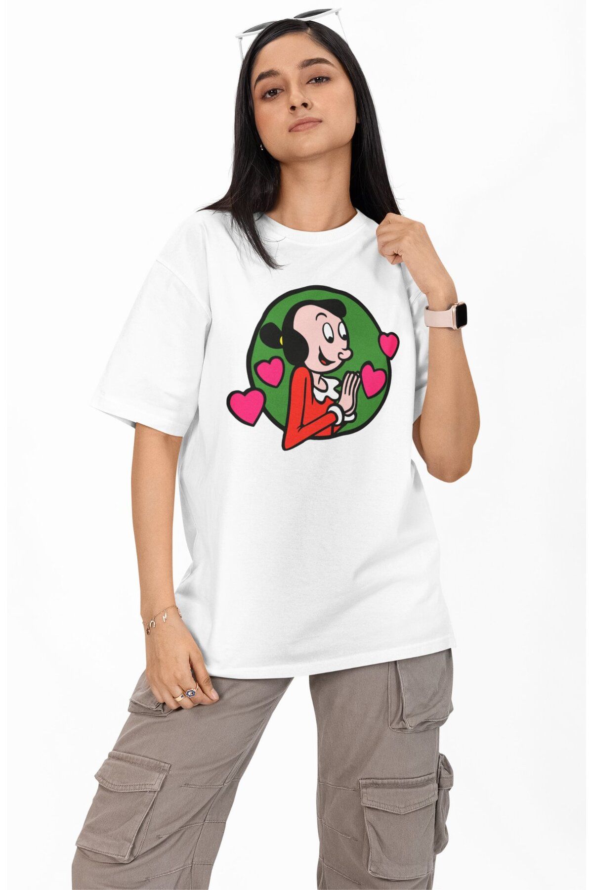 Fuddy Moda Safinaz Baskılı Couple Tişört, Oversize Temel Reis Temalı T-Shirt
