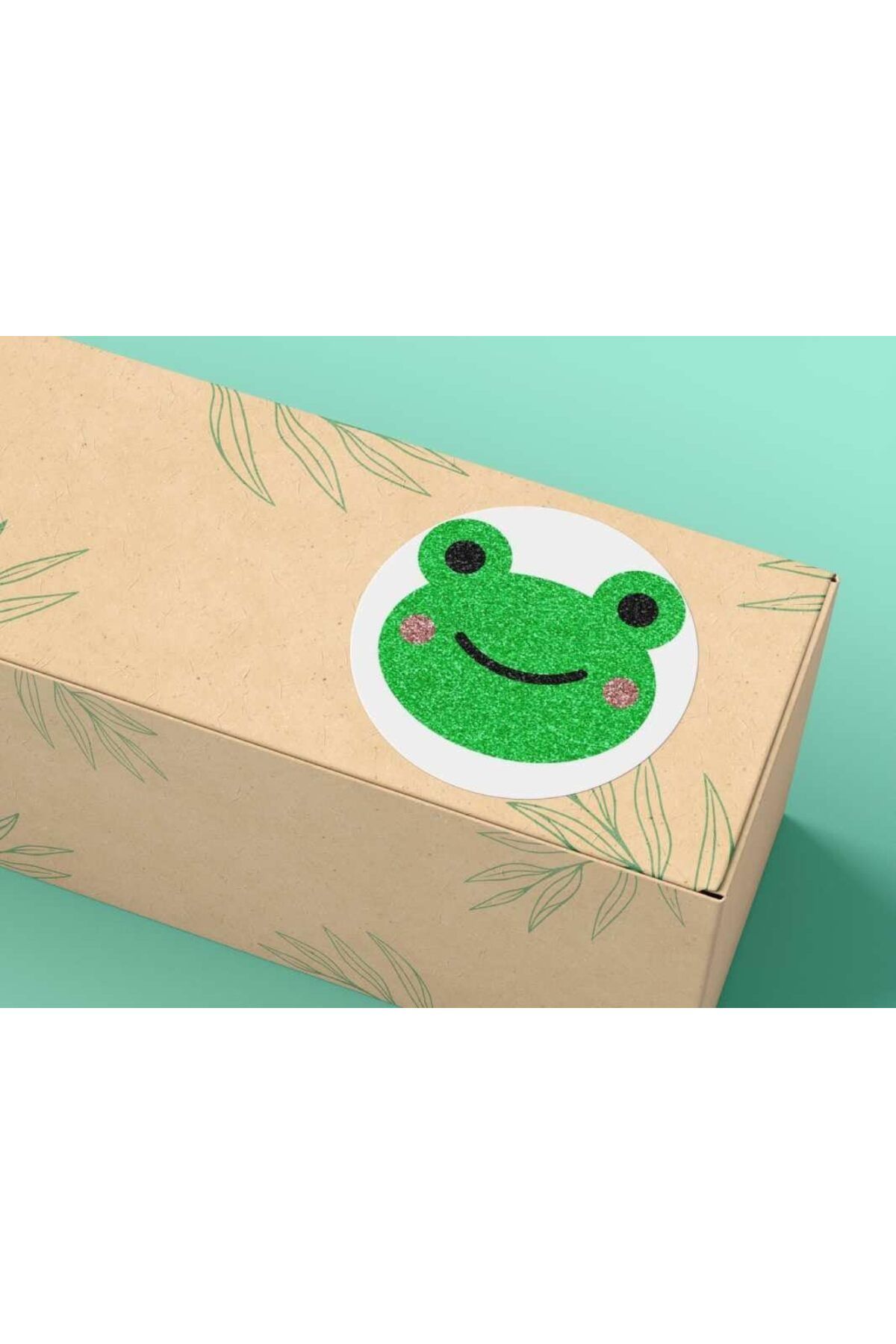 KDROĞLU KDROGLU Sevimli Yeşil Kurbağa Yuvarlak Mat Çıkartma Round Cute Frog Sticker 4 Cm (40 Adet) (Kurb