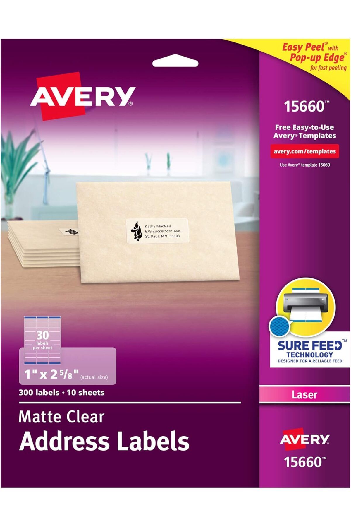 KDROĞLU KDROGLU Mat Buzlu Şeffaf Etiket Lazer Yazıcı için, 1" x 2-5/8", 300 Etiket (15660) New Desing 11
