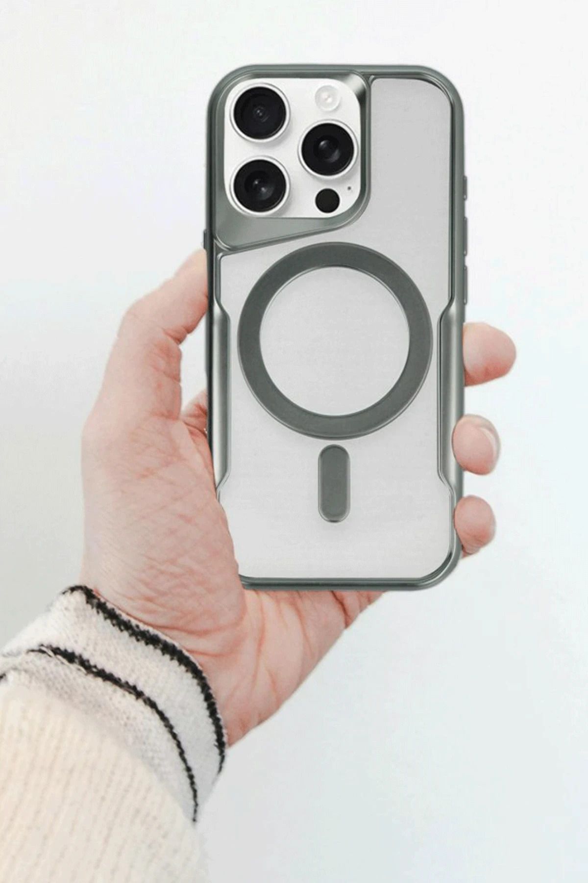 NewFace iPhone 14 Pro Kılıf Boyi Magsafe Silikon Kapak - Siyah BSTMY