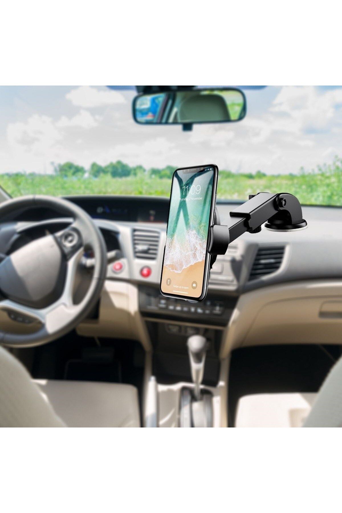KDROĞLU KDROGLU 360 Derece Dönen Torpido Üstü Uzunluk Ayarlamalı Vantuzlu Teleskopik Araç Telefon Tutuc