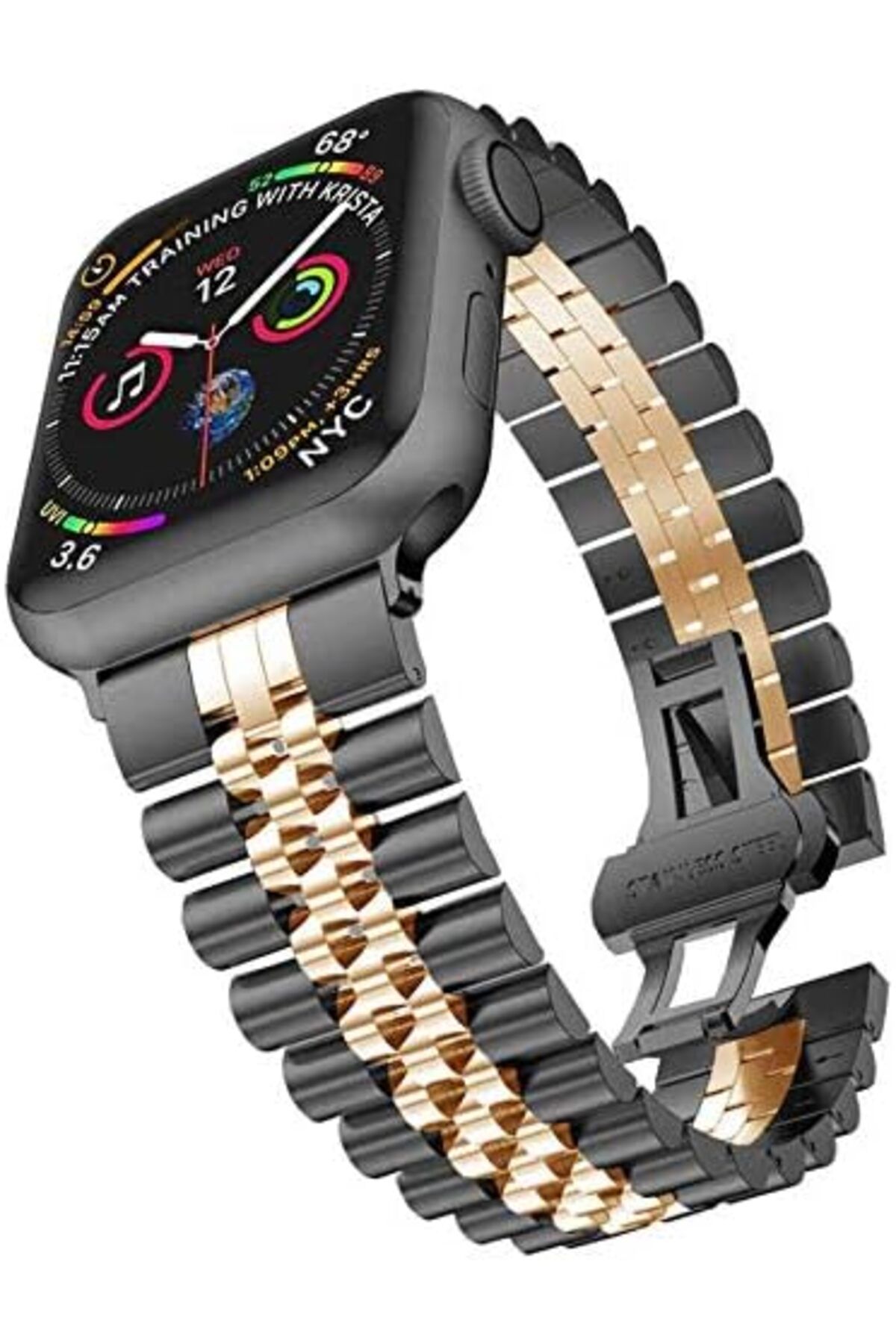 KDROĞLU KDROGLU İle Uyumlu Watch 38/40mm KRD-36 Metal Kordon Siyah-Rose Gold New Desing 1109836
