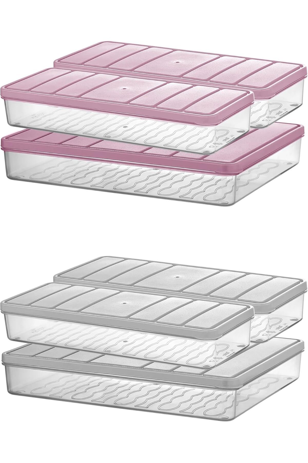 STOREMAX lbstorex Home - Nora 3'lü 1 Büyük + 2 Küçük Boy Açık Pembe Saklama Kabı Newdsng 1116818