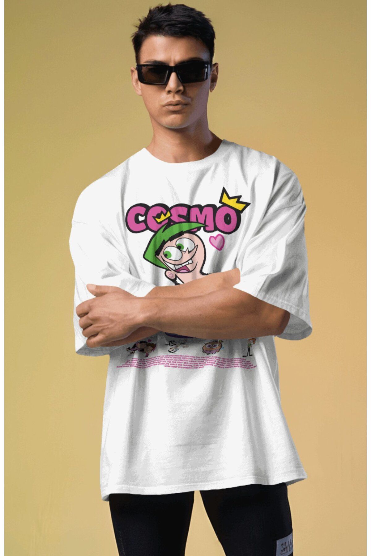 Fuddy Moda Cosmo Baskılı Couple Tişört, Oversize Çizgi Film Temalı Çift T-Shirt