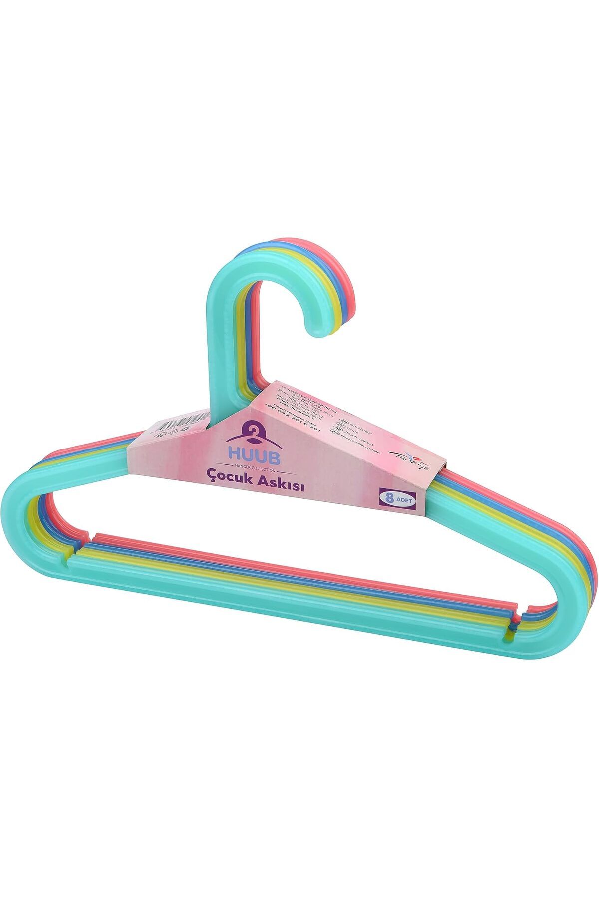 KDROĞLU KDROGLU Hanger Plastik Çocuk Askısı, Elbise Askısı, Renkli Askı, Slim Askı (Standart, Adet, 8