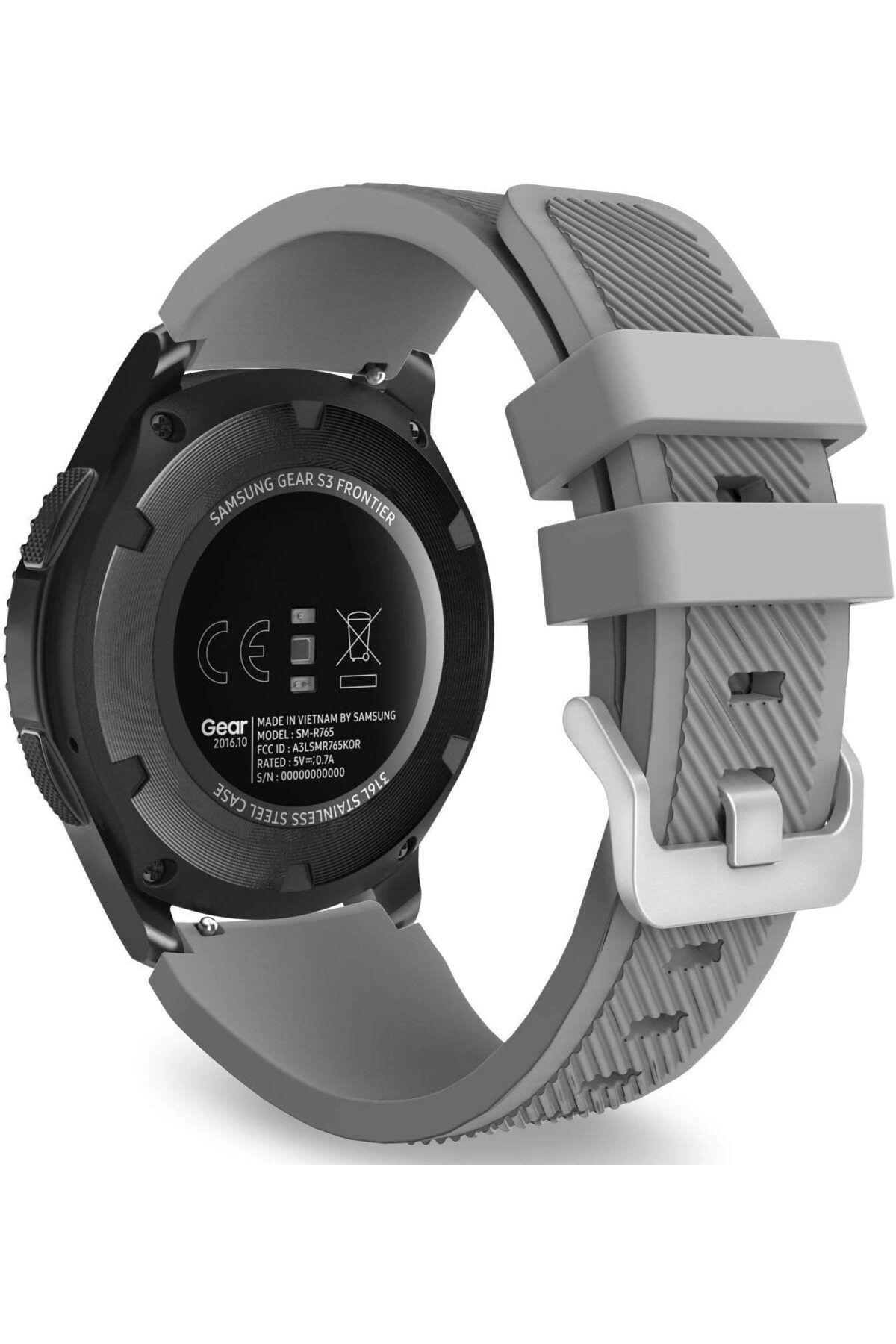 KDROĞLU KDROGLU Kordon Kayış Silikon Tırtıklı Gri Galaxy Watch 3 45mm Galaxy Watch 46mm Gear S3 Classi